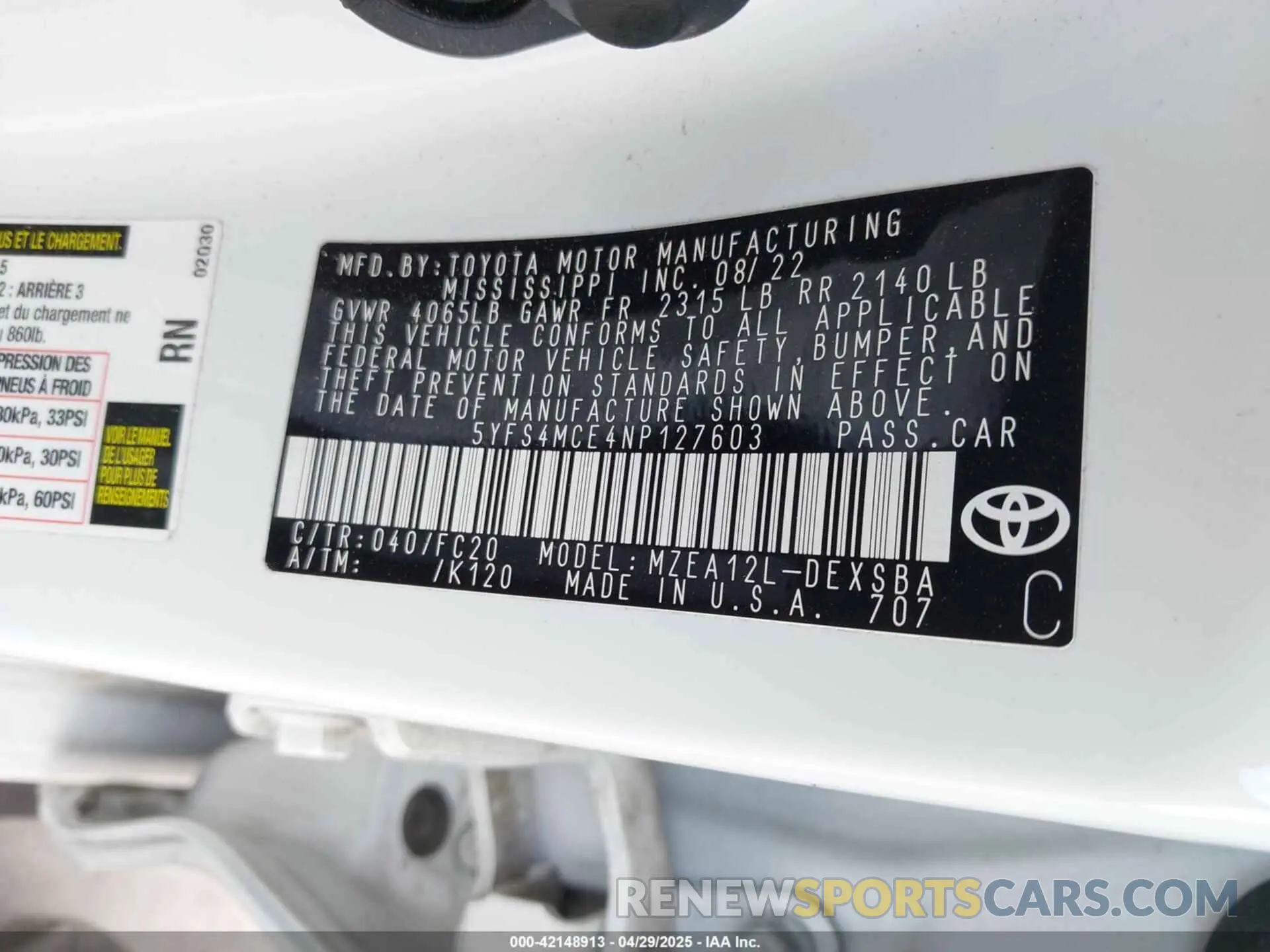 9 Фотография поврежденного автомобиля 5YFS4MCE4NP127603 TOYOTA COROLLA 2022