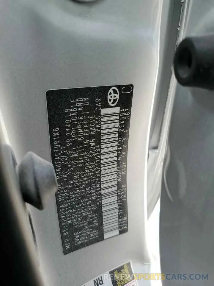 12 Photograph of a damaged car 5YFS4MCE6NP110284 TOYOTA COROLLA 2022
