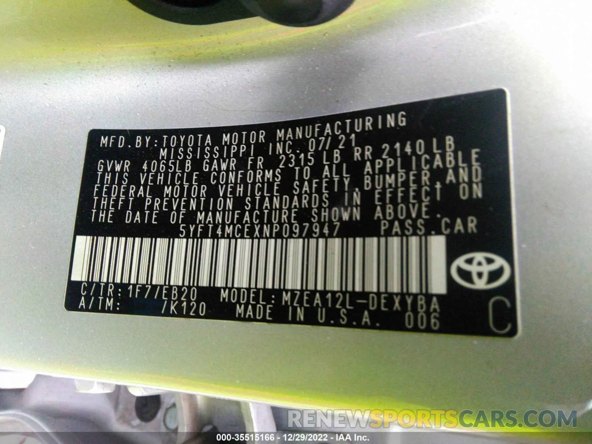 9 Фотография поврежденного автомобиля 5YFT4MCEXNP097947 TOYOTA COROLLA 2022
