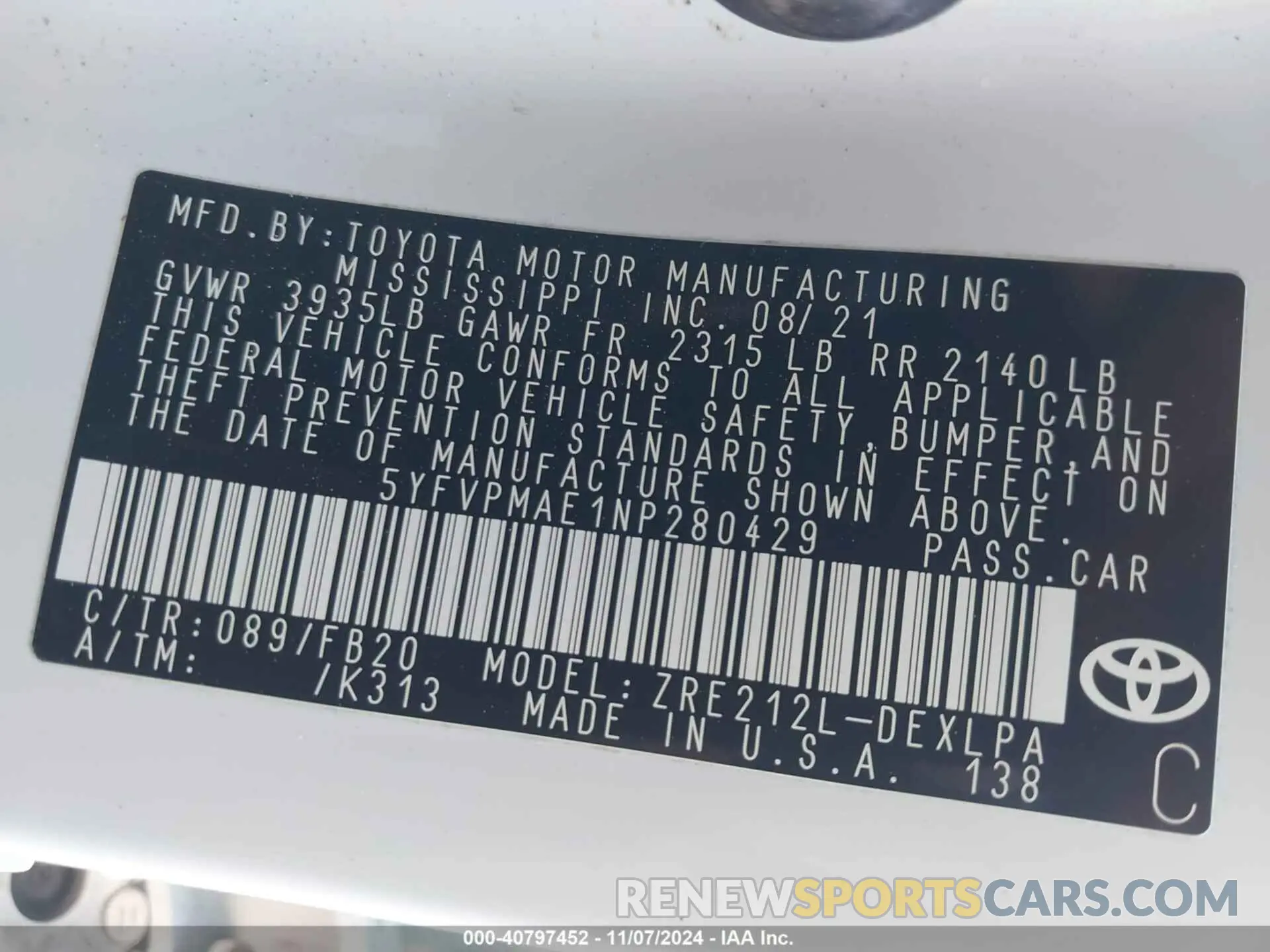 9 Фотография поврежденного автомобиля 5YFVPMAE1NP280429 TOYOTA COROLLA 2022