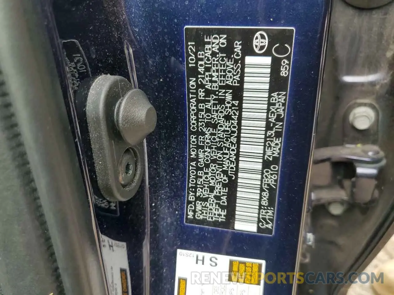 12 Фотография поврежденного автомобиля JTDEAMDE4NJ044214 TOYOTA COROLLA 2022