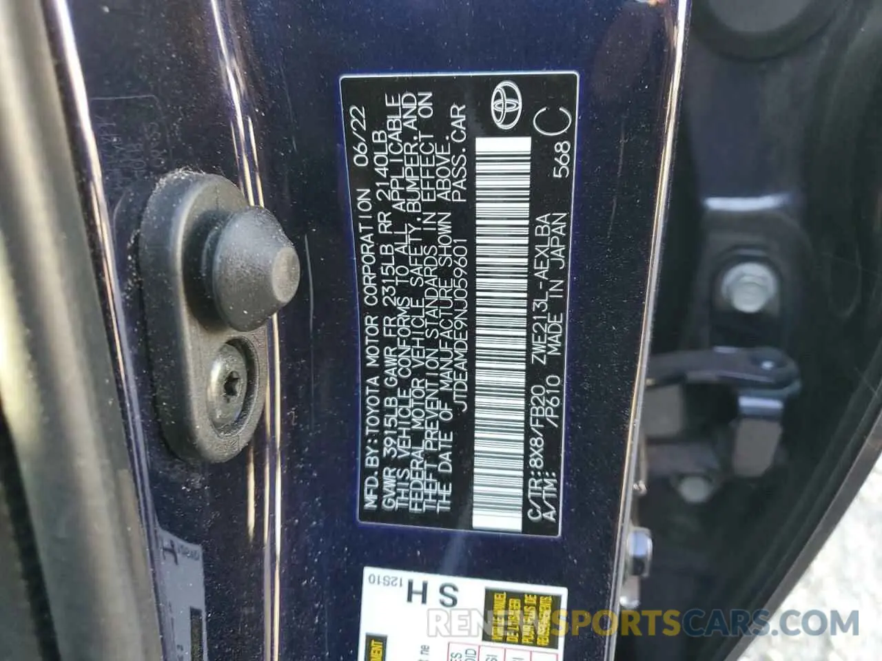 13 Фотография поврежденного автомобиля JTDEAMDE9NJ059601 TOYOTA COROLLA 2022