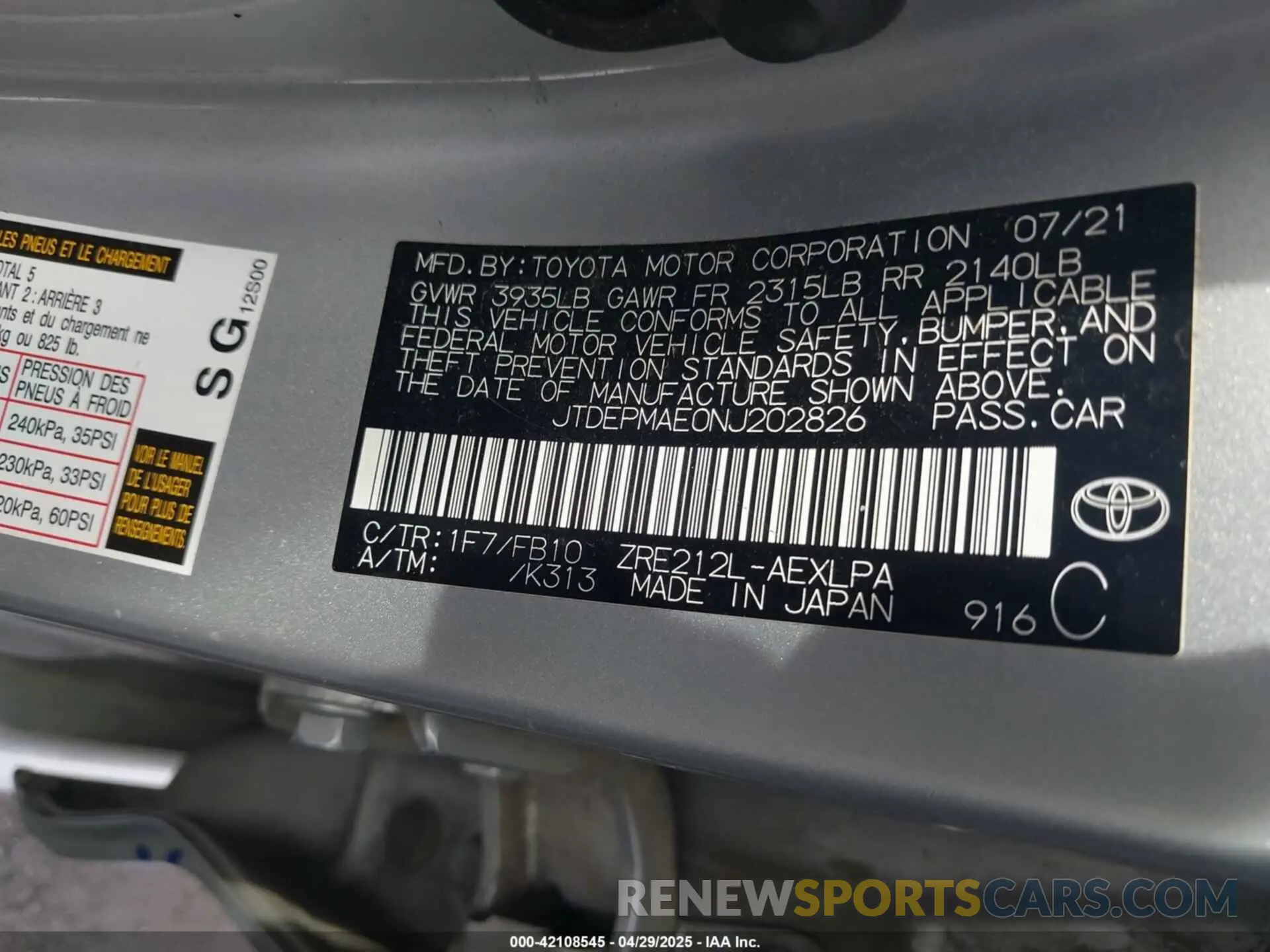 9 Photograph of a damaged car JTDEPMAE0NJ202826 TOYOTA COROLLA 2022