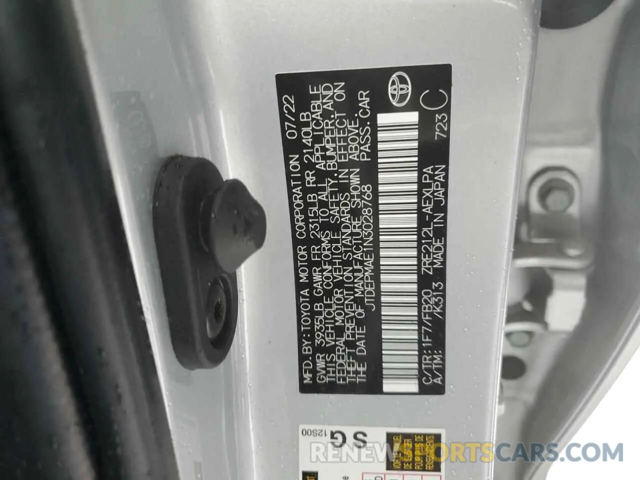 12 Фотография поврежденного автомобиля JTDEPMAE1N3028768 TOYOTA COROLLA 2022