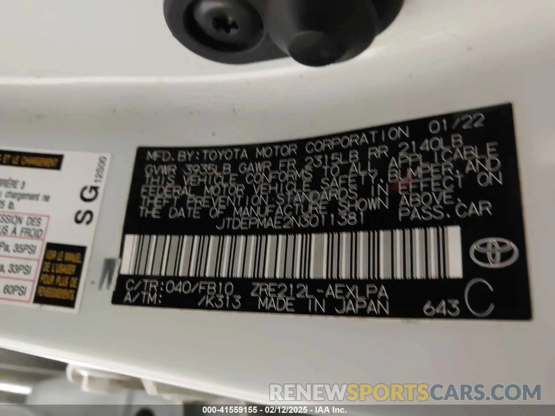 9 Photograph of a damaged car JTDEPMAE2N3011381 TOYOTA COROLLA 2022