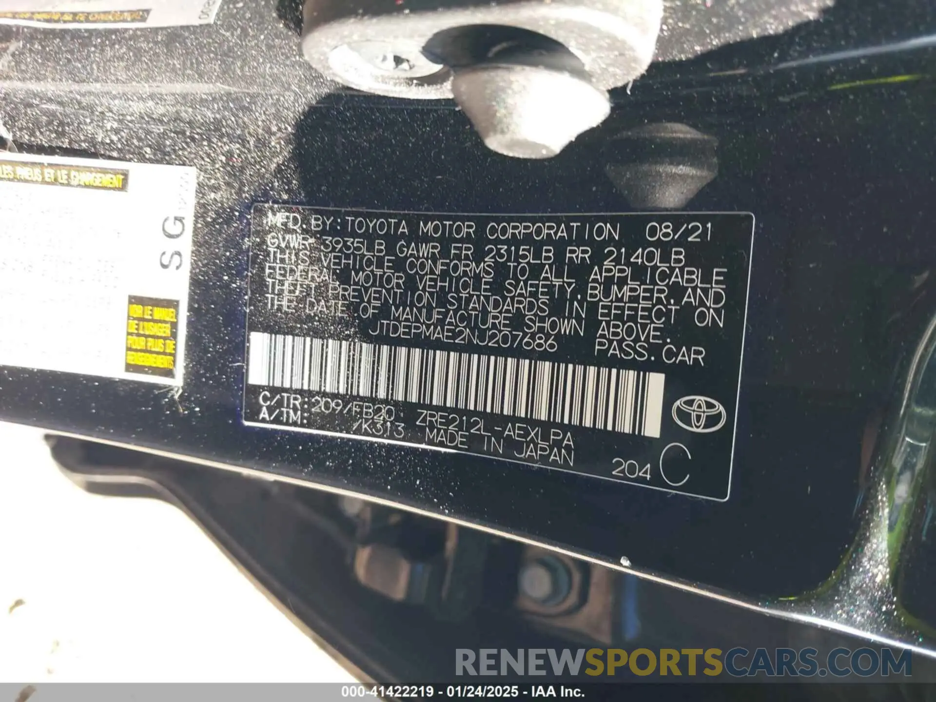 9 Photograph of a damaged car JTDEPMAE2NJ207686 TOYOTA COROLLA 2022