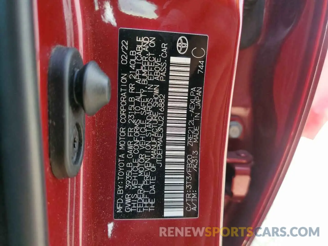 13 Photograph of a damaged car JTDEPMAE3NJ216882 TOYOTA COROLLA 2022