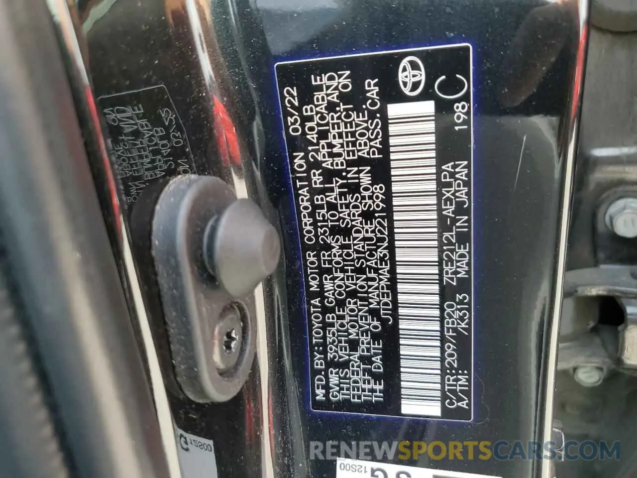 12 Фотография поврежденного автомобиля JTDEPMAE3NJ221998 TOYOTA COROLLA 2022