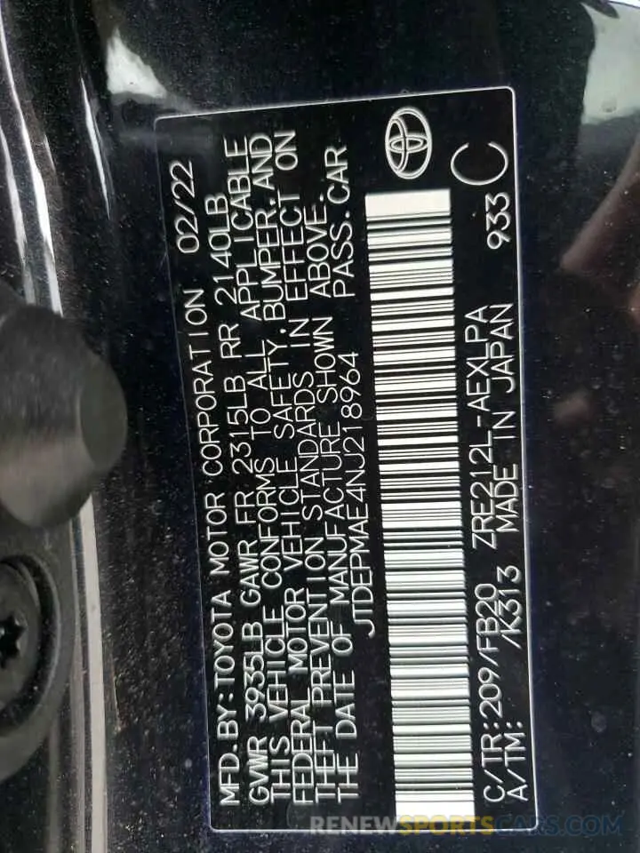 14 Фотография поврежденного автомобиля JTDEPMAE4NJ218964 TOYOTA COROLLA 2022