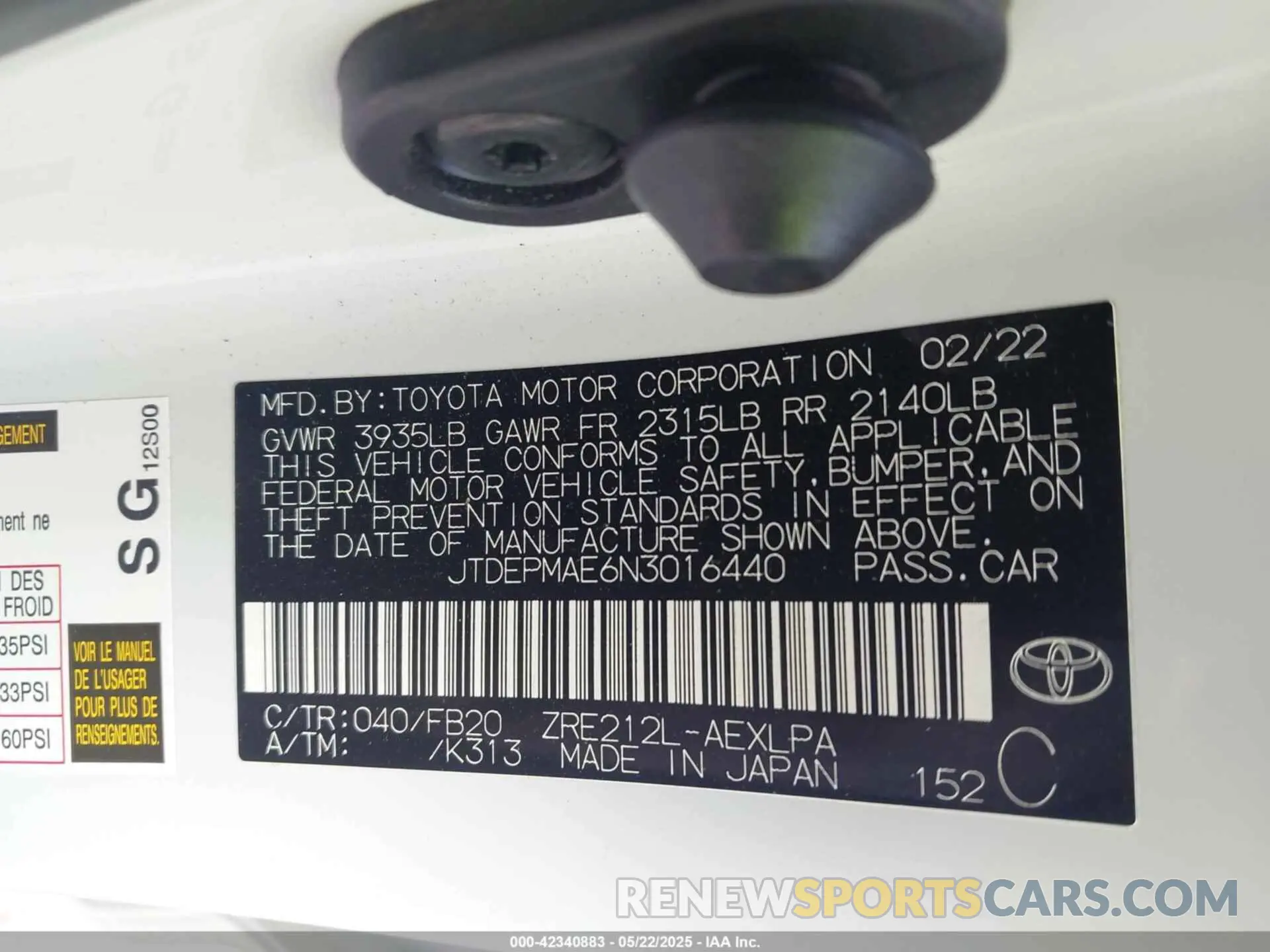 9 Photograph of a damaged car JTDEPMAE6N3016440 TOYOTA COROLLA 2022