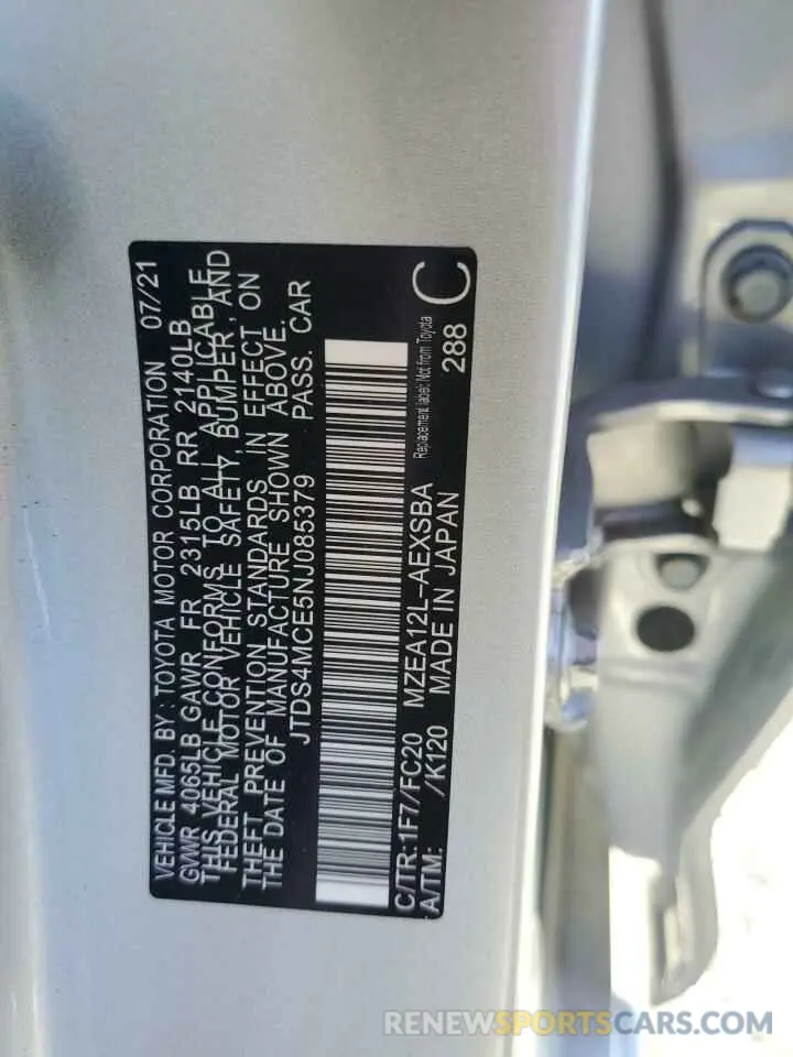 13 Photograph of a damaged car JTDS4MCE5NJ085379 TOYOTA COROLLA 2022