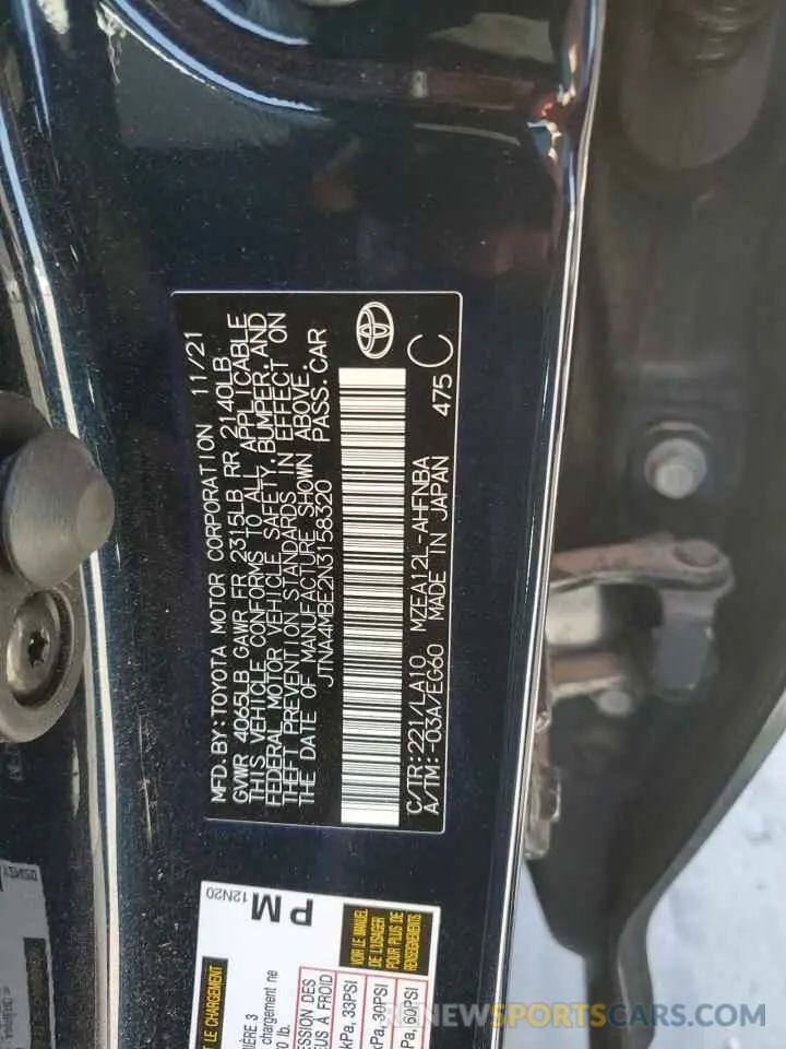 13 Photograph of a damaged car JTNA4MBE2N3158320 TOYOTA COROLLA 2022