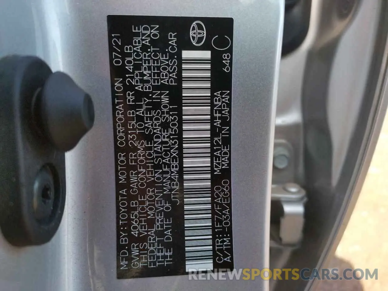 10 Фотография поврежденного автомобиля JTNB4MBEXN3150311 TOYOTA COROLLA 2022