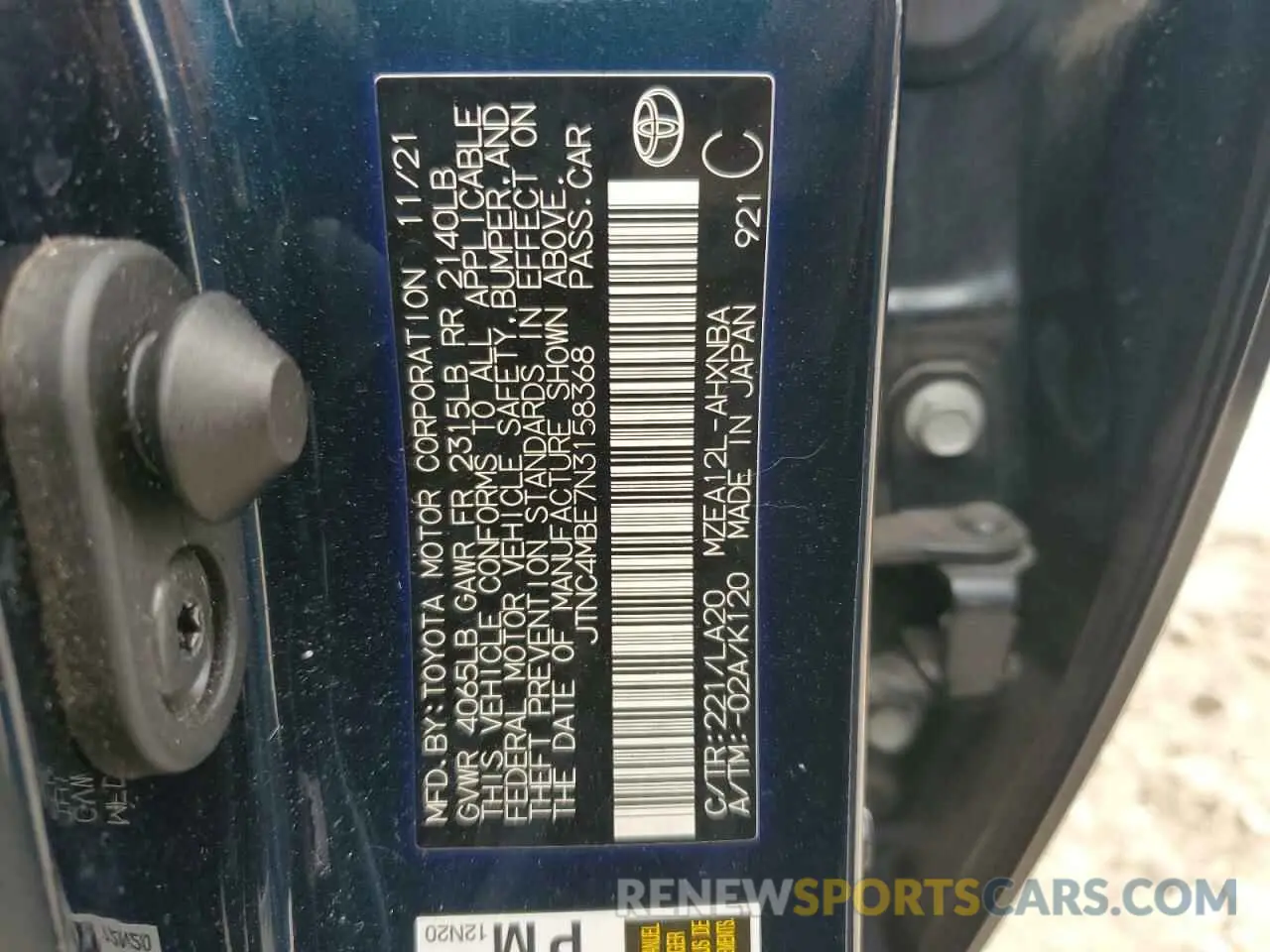 12 Photograph of a damaged car JTNC4MBE7N3158368 TOYOTA COROLLA 2022