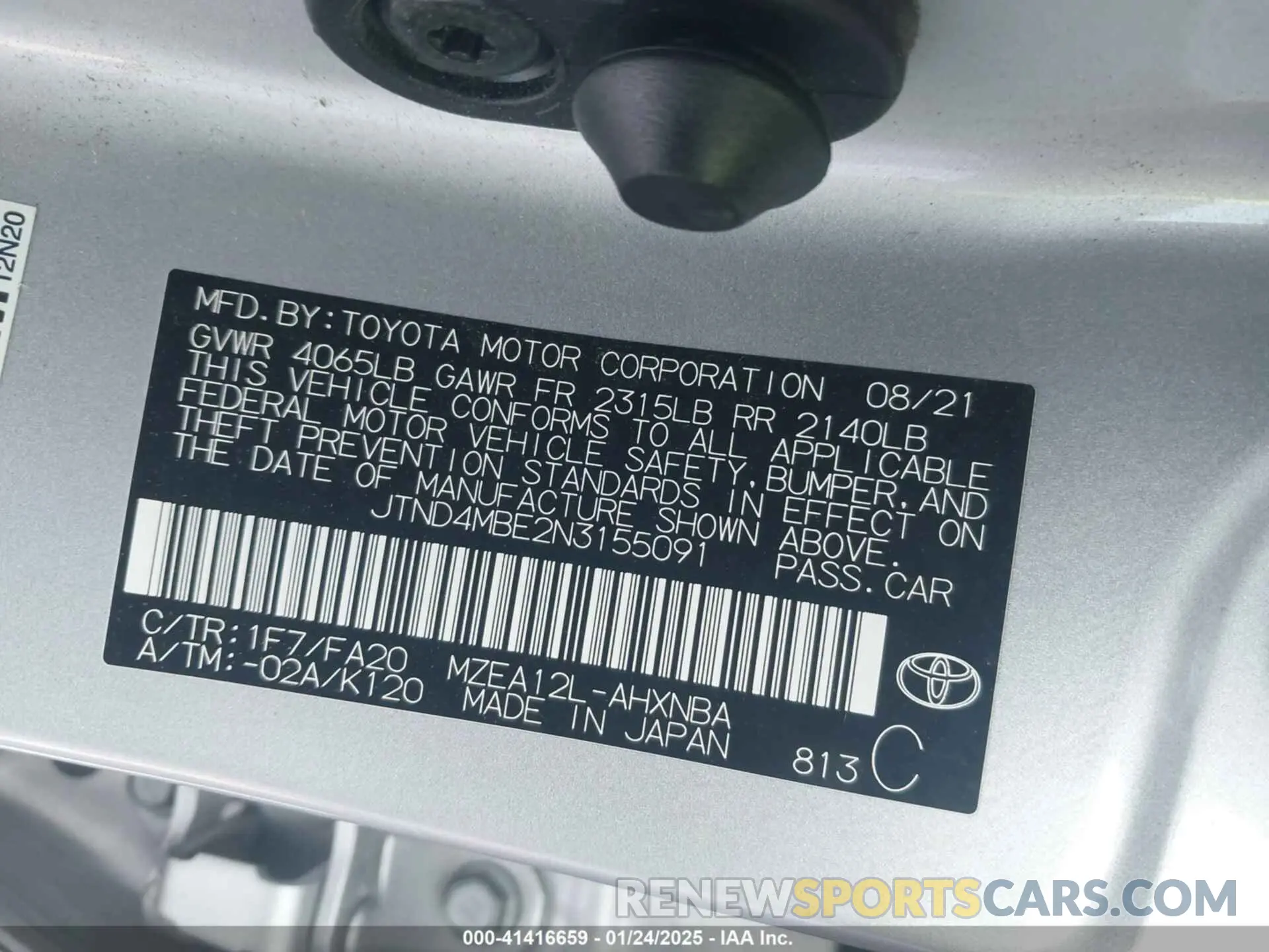 9 Фотография поврежденного автомобиля JTND4MBE2N3155091 TOYOTA COROLLA 2022