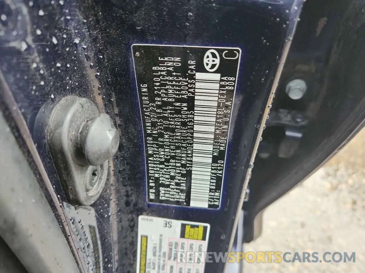 13 Photograph of a damaged car 5YFB4MDE0PP016385 TOYOTA COROLLA 2023