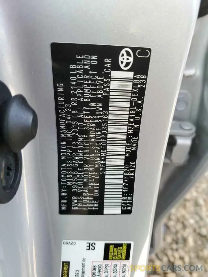 13 Фотография поврежденного автомобиля 5YFB4MDE0PP035163 TOYOTA COROLLA 2023