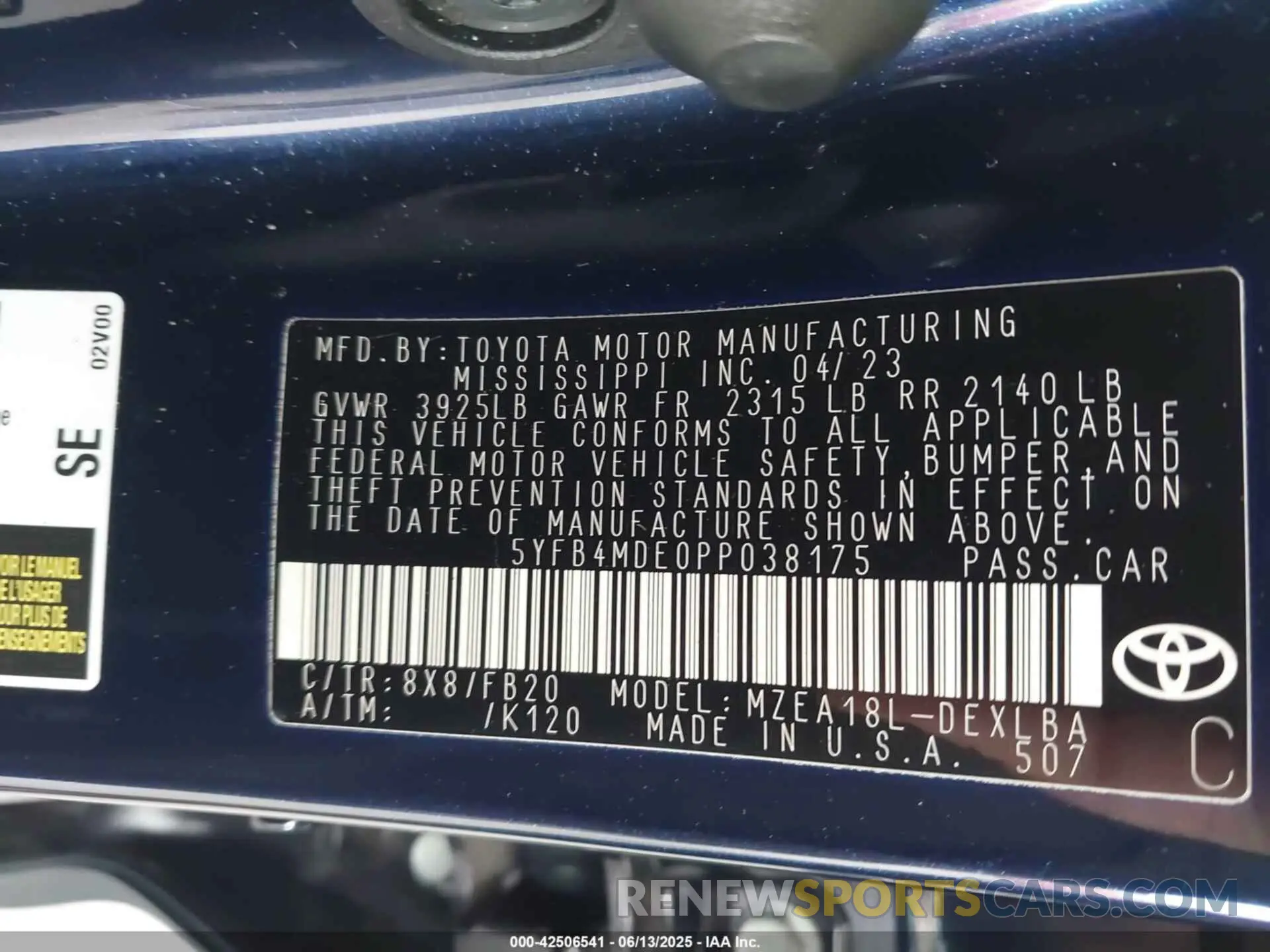 9 Photograph of a damaged car 5YFB4MDE0PP038175 TOYOTA COROLLA 2023