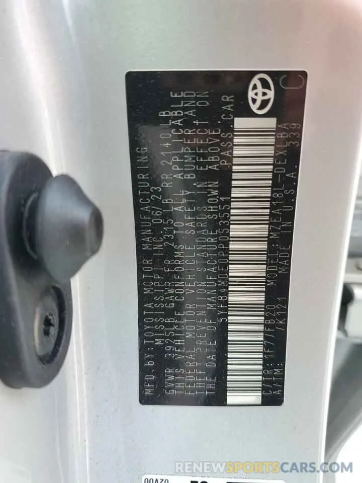 13 Фотография поврежденного автомобиля 5YFB4MDE0PP053551 TOYOTA COROLLA 2023