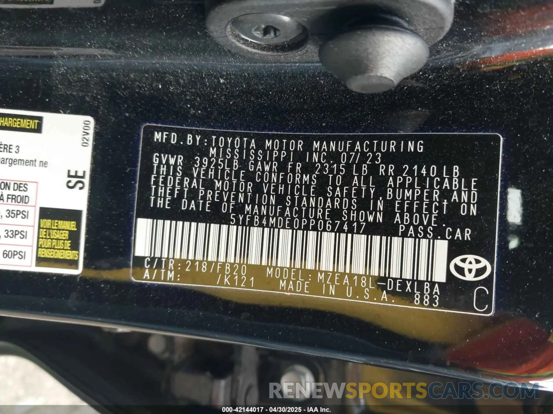 9 Фотография поврежденного автомобиля 5YFB4MDE0PP067417 TOYOTA COROLLA 2023
