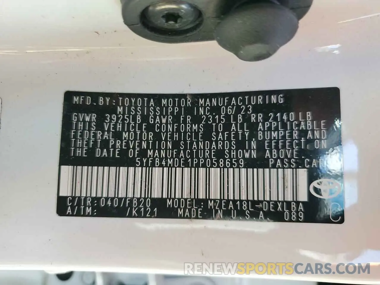12 Фотография поврежденного автомобиля 5YFB4MDE1PP058659 TOYOTA COROLLA 2023