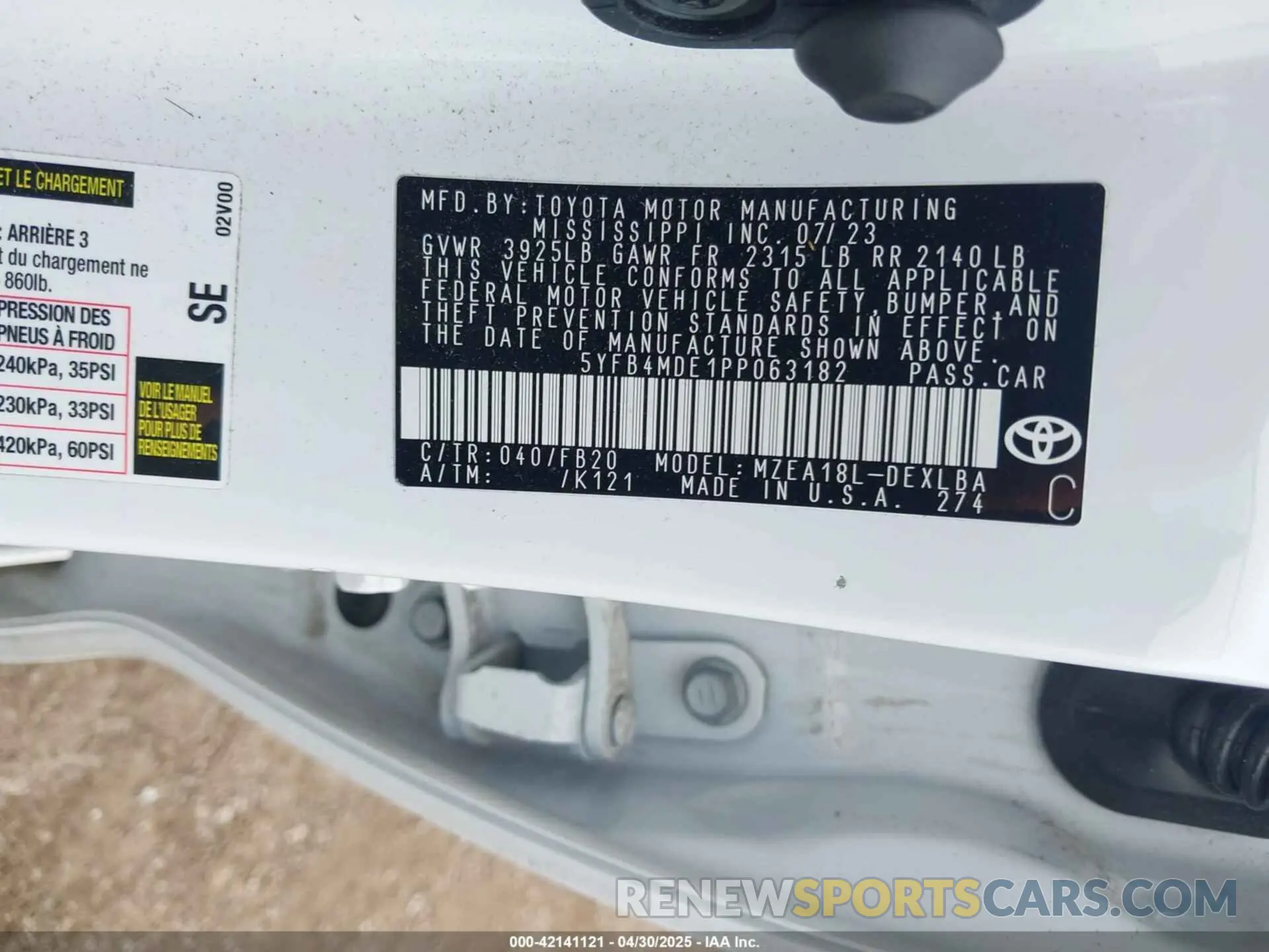 9 Фотография поврежденного автомобиля 5YFB4MDE1PP063182 TOYOTA COROLLA 2023