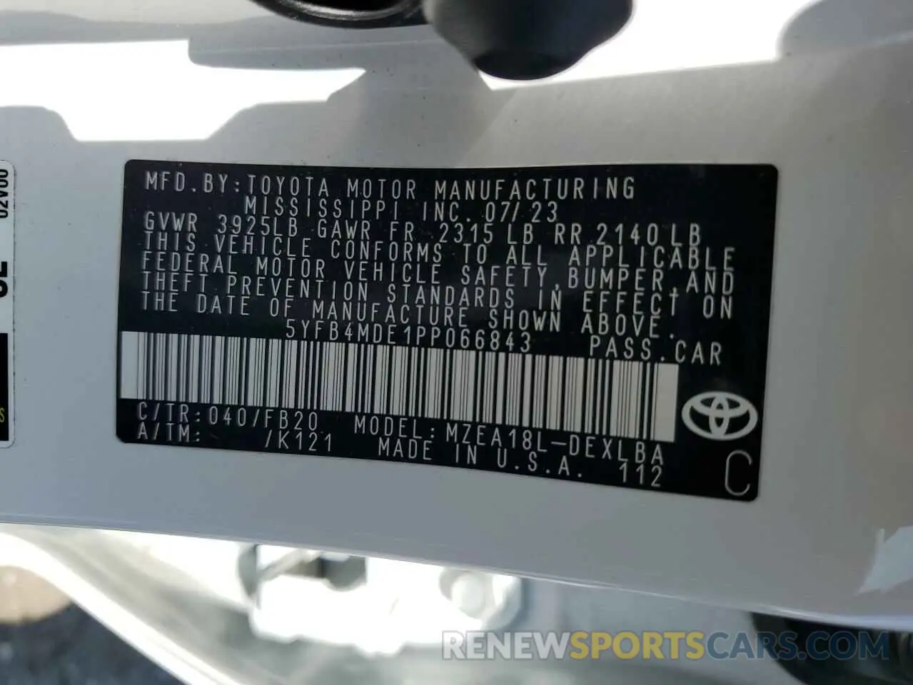 12 Photograph of a damaged car 5YFB4MDE1PP066843 TOYOTA COROLLA 2023