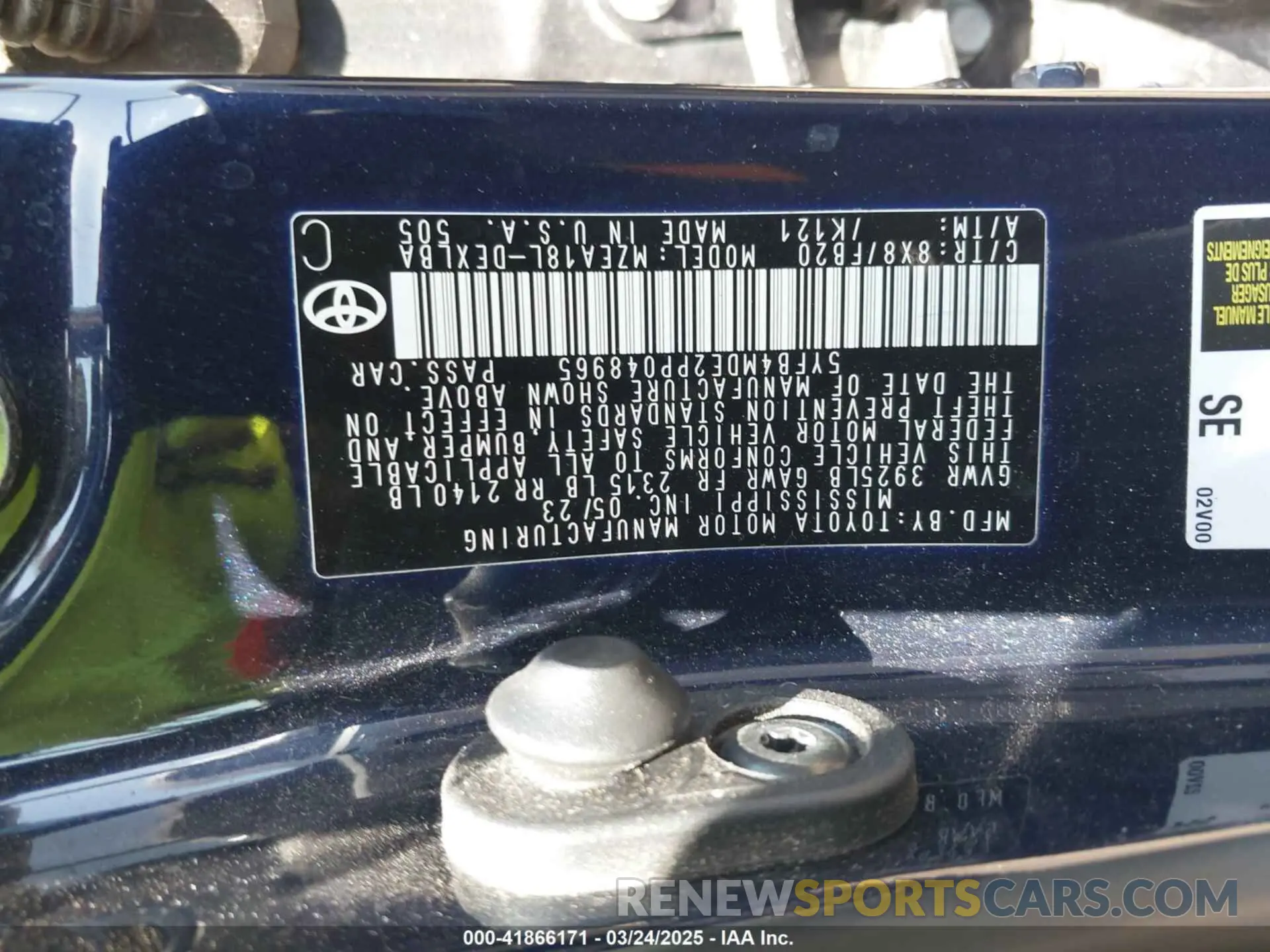 9 Фотография поврежденного автомобиля 5YFB4MDE2PP048965 TOYOTA COROLLA 2023