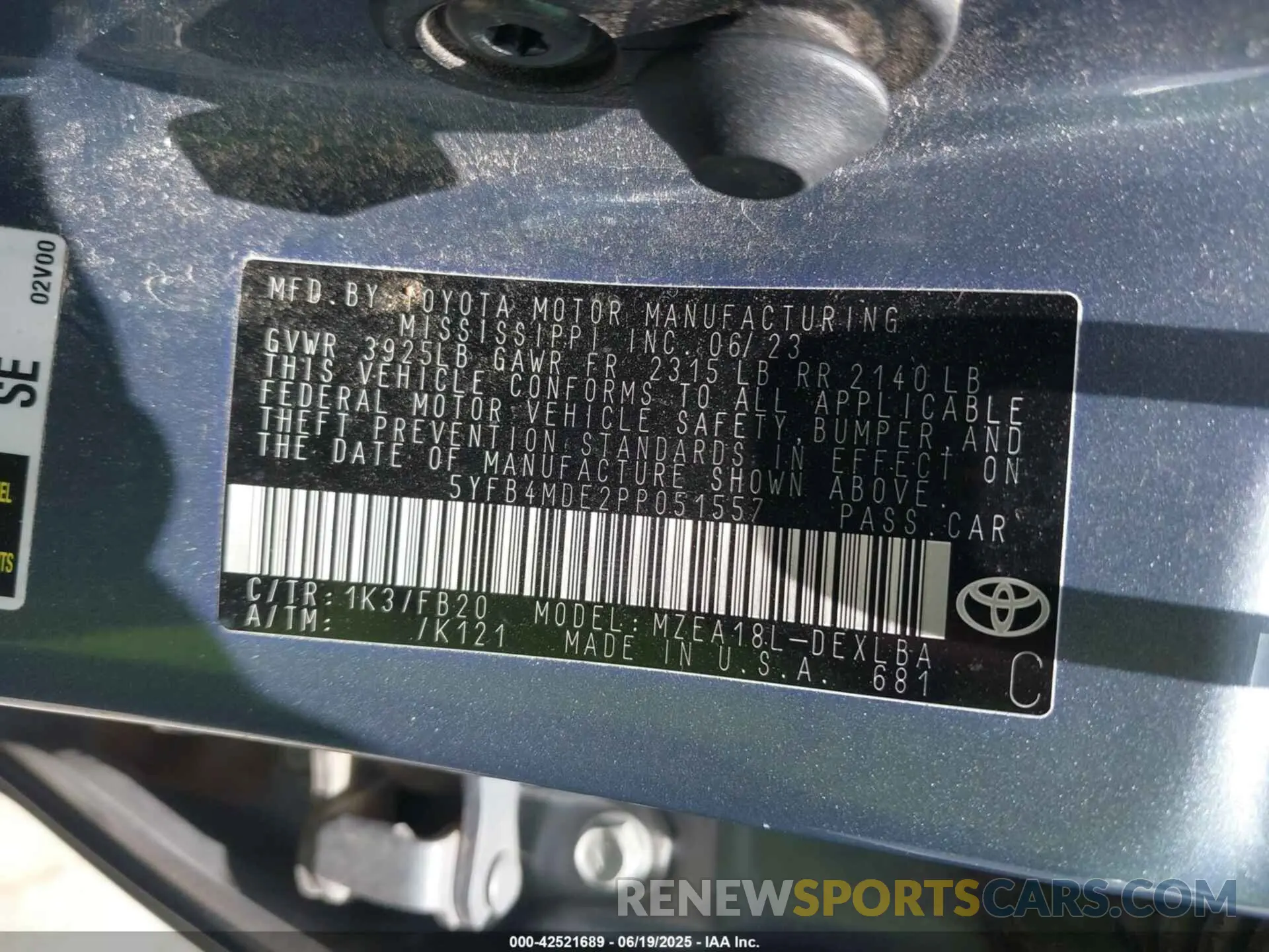 9 Photograph of a damaged car 5YFB4MDE2PP051557 TOYOTA COROLLA 2023