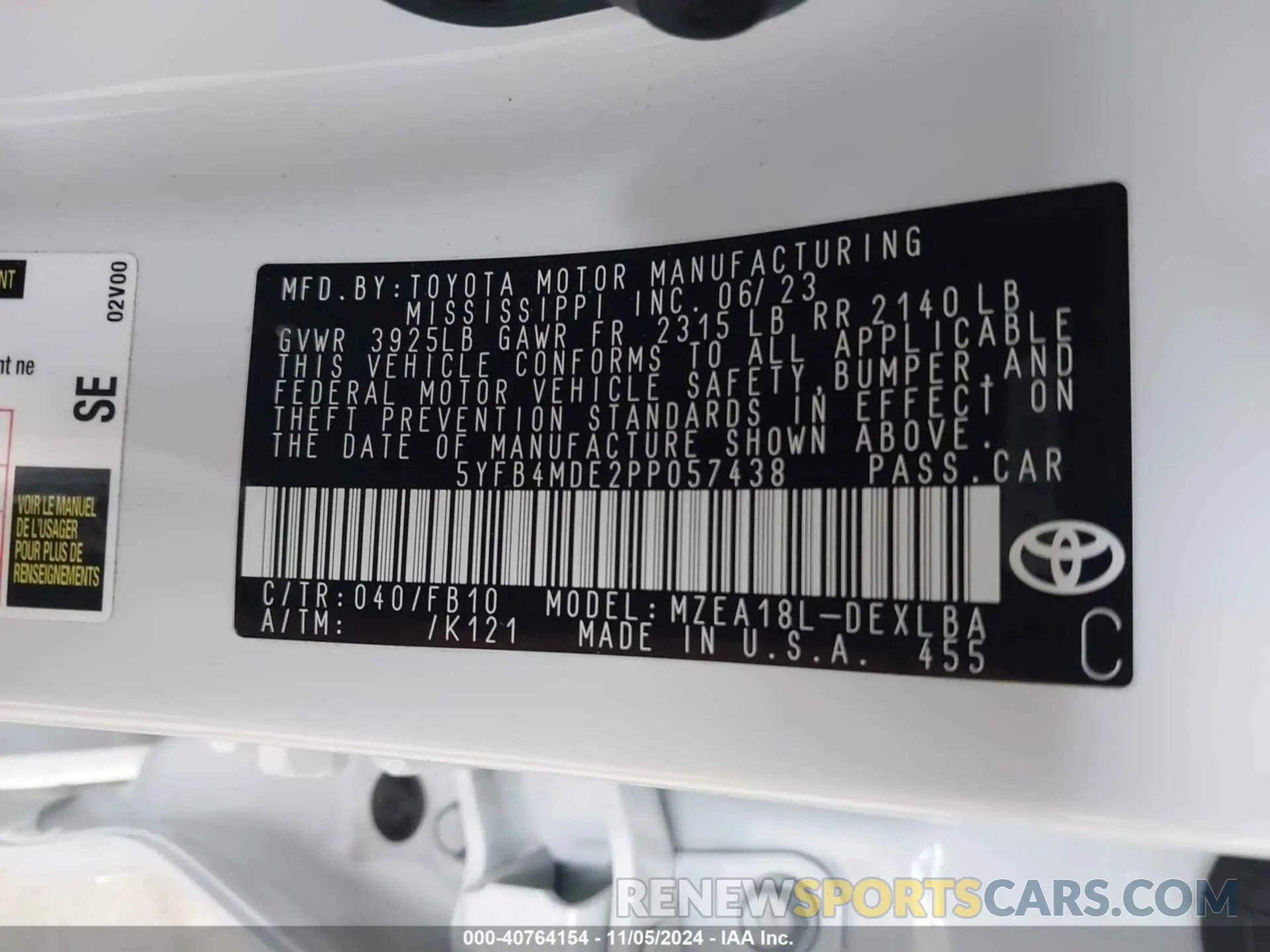 9 Photograph of a damaged car 5YFB4MDE2PP057438 TOYOTA COROLLA 2023
