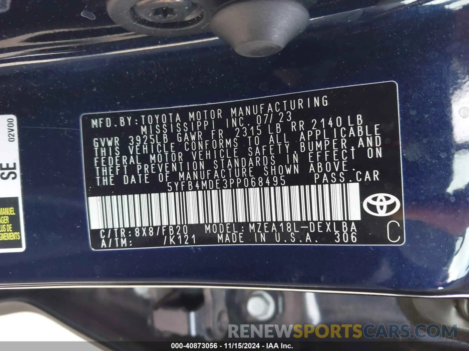 9 Фотография поврежденного автомобиля 5YFB4MDE3PP068495 TOYOTA COROLLA 2023