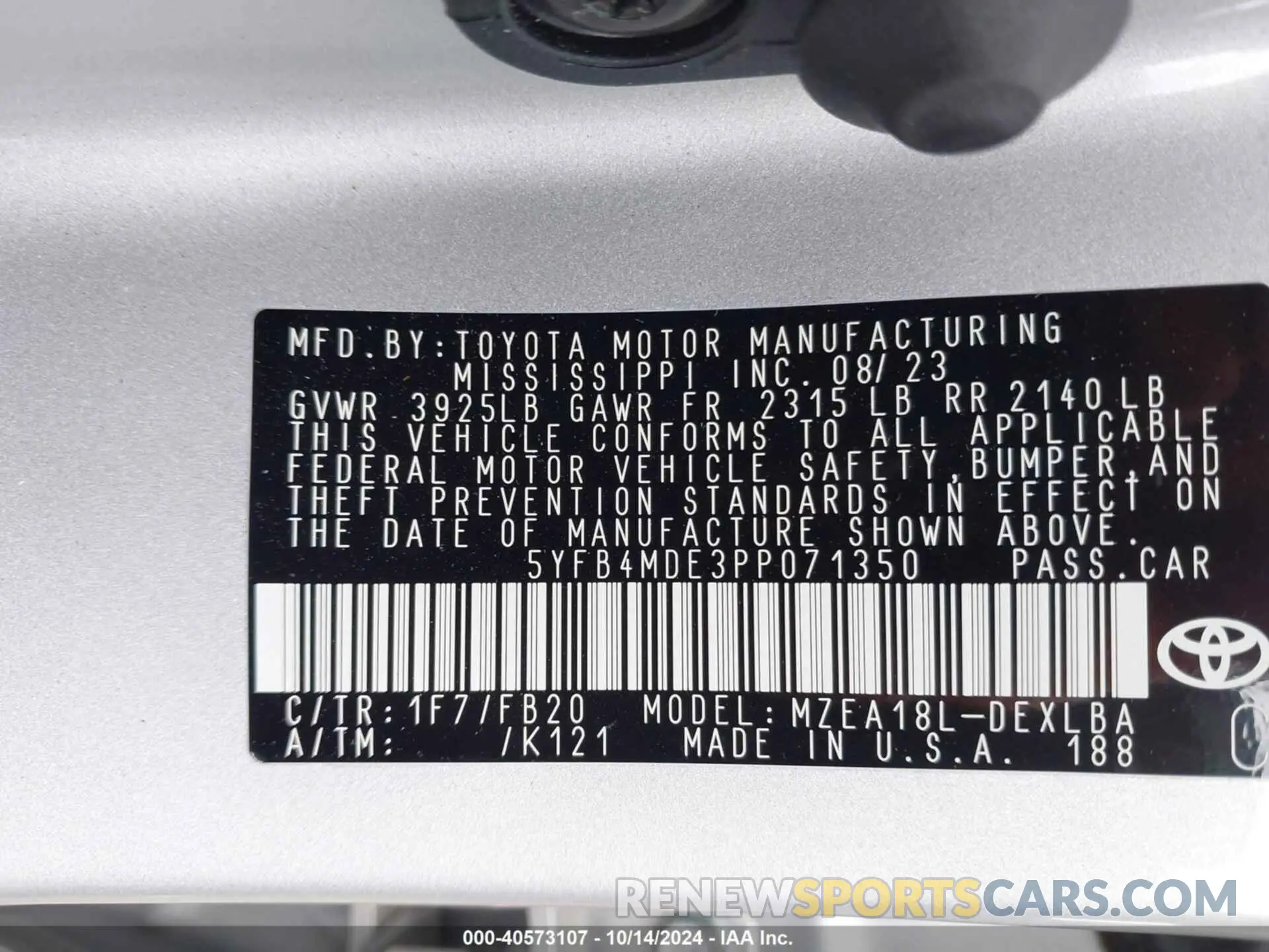 9 Photograph of a damaged car 5YFB4MDE3PP071350 TOYOTA COROLLA 2023