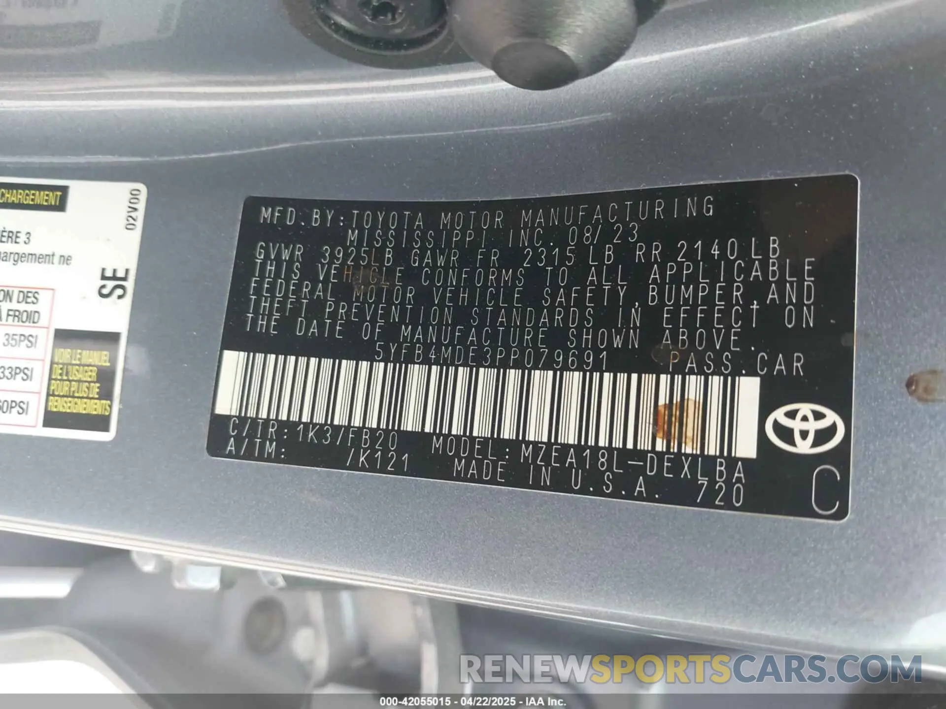 9 Фотография поврежденного автомобиля 5YFB4MDE3PP079691 TOYOTA COROLLA 2023