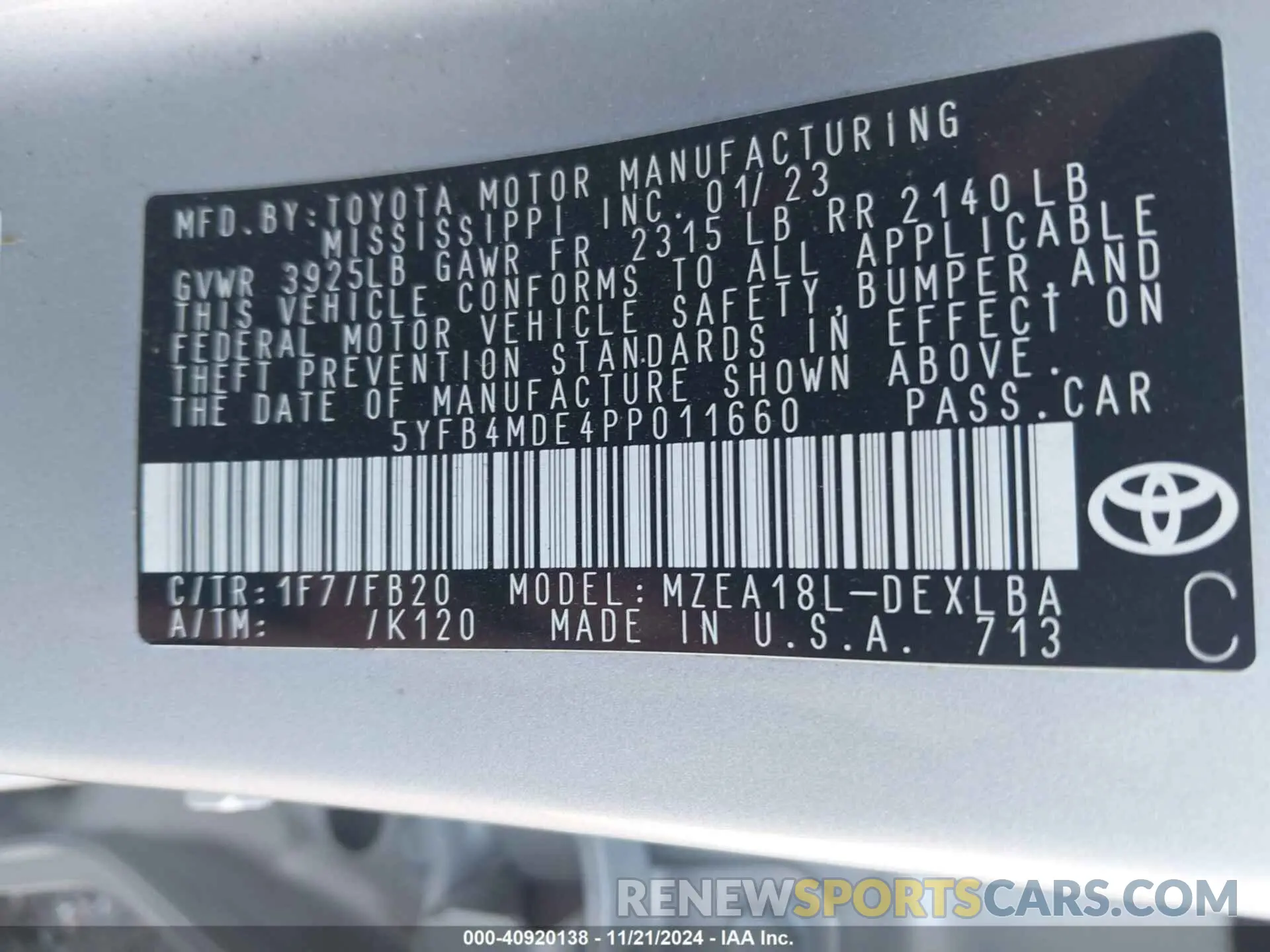 9 Фотография поврежденного автомобиля 5YFB4MDE4PP011660 TOYOTA COROLLA 2023