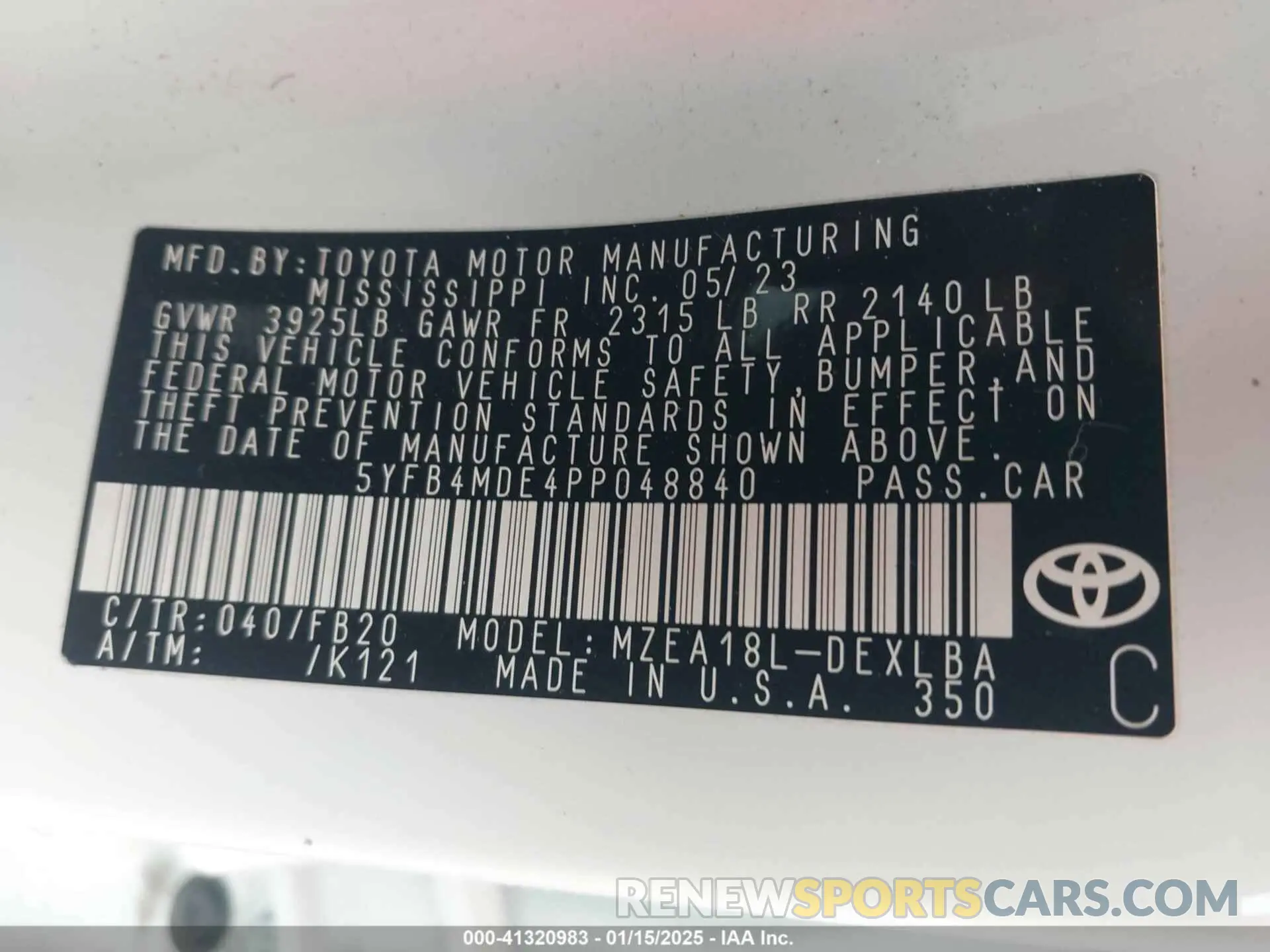 9 Фотография поврежденного автомобиля 5YFB4MDE4PP048840 TOYOTA COROLLA 2023