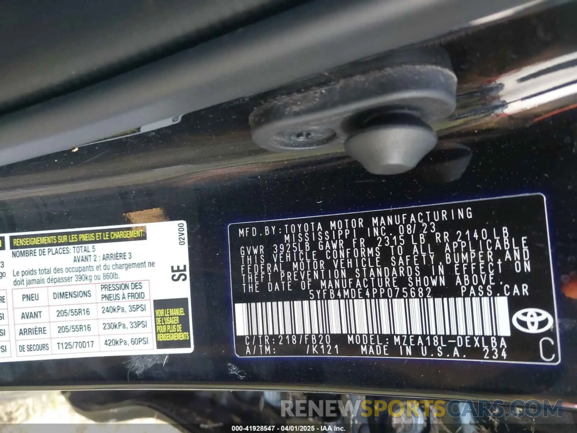 9 Фотография поврежденного автомобиля 5YFB4MDE4PP075682 TOYOTA COROLLA 2023