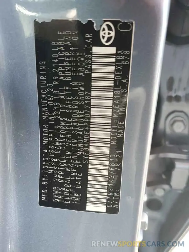 12 Фотография поврежденного автомобиля 5YFB4MDE4PP077187 TOYOTA COROLLA 2023