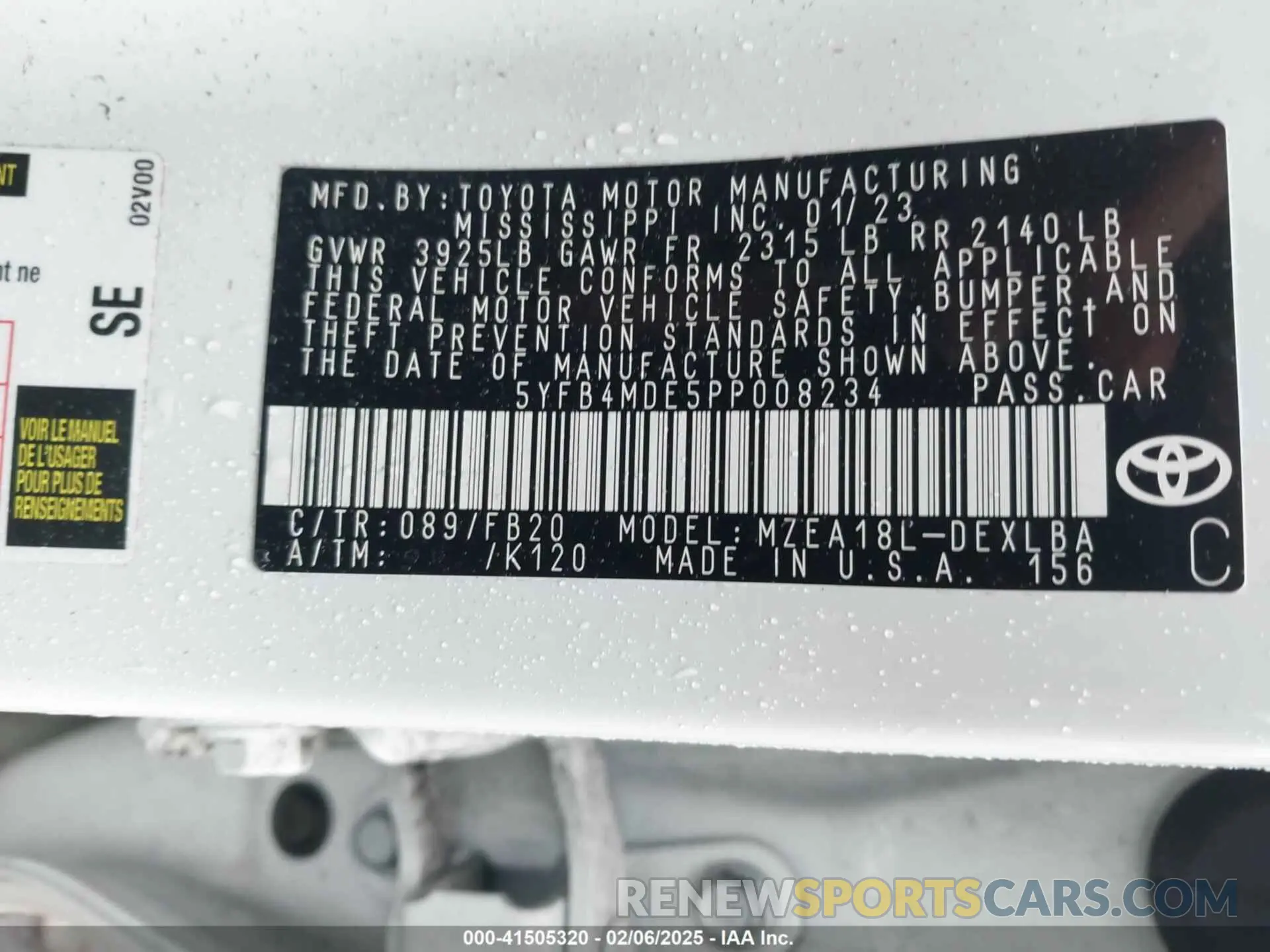 9 Фотография поврежденного автомобиля 5YFB4MDE5PP008234 TOYOTA COROLLA 2023