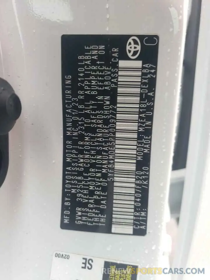 12 Фотография поврежденного автомобиля 5YFB4MDE5PP009772 TOYOTA COROLLA 2023