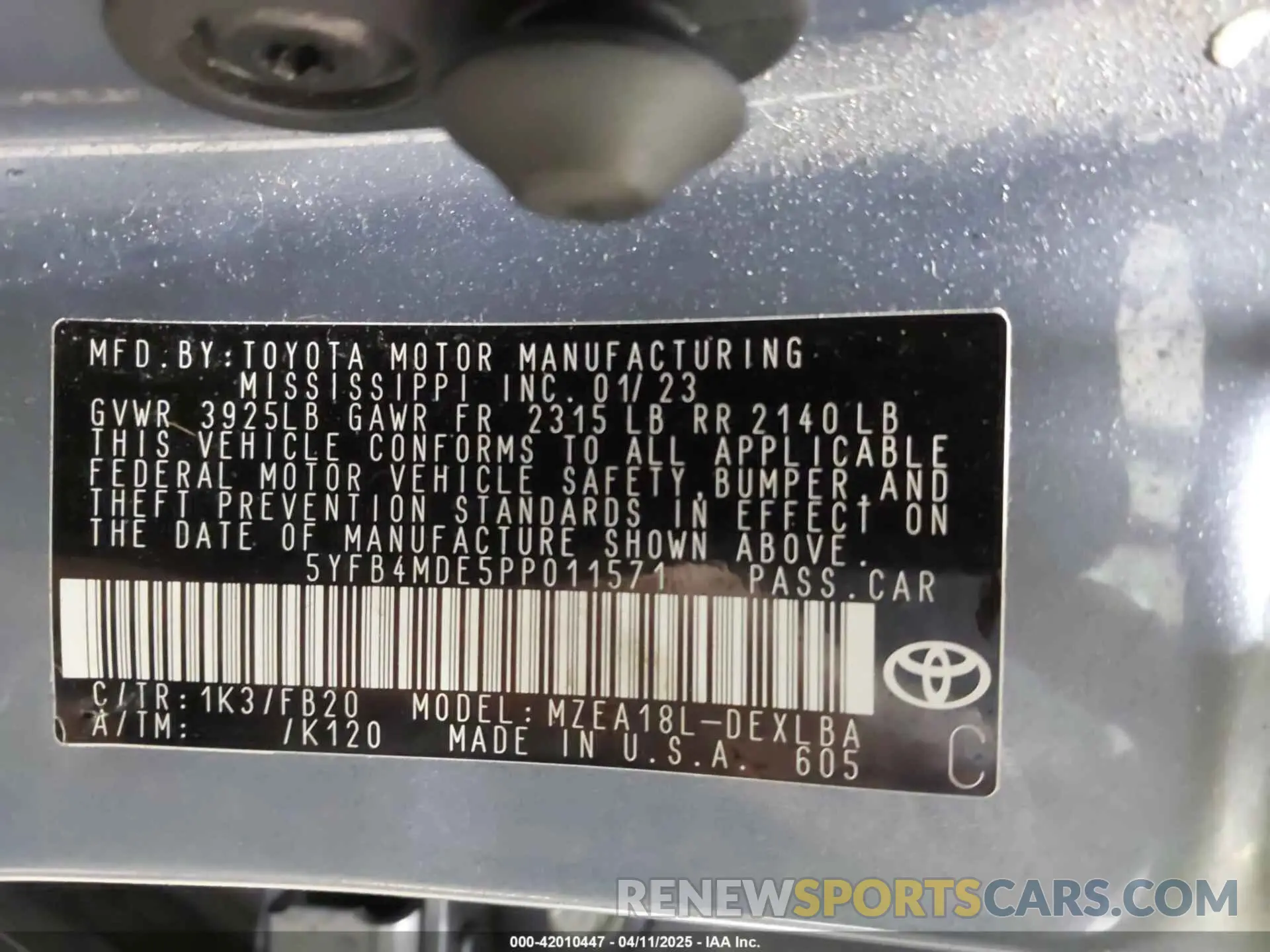 9 Фотография поврежденного автомобиля 5YFB4MDE5PP011571 TOYOTA COROLLA 2023