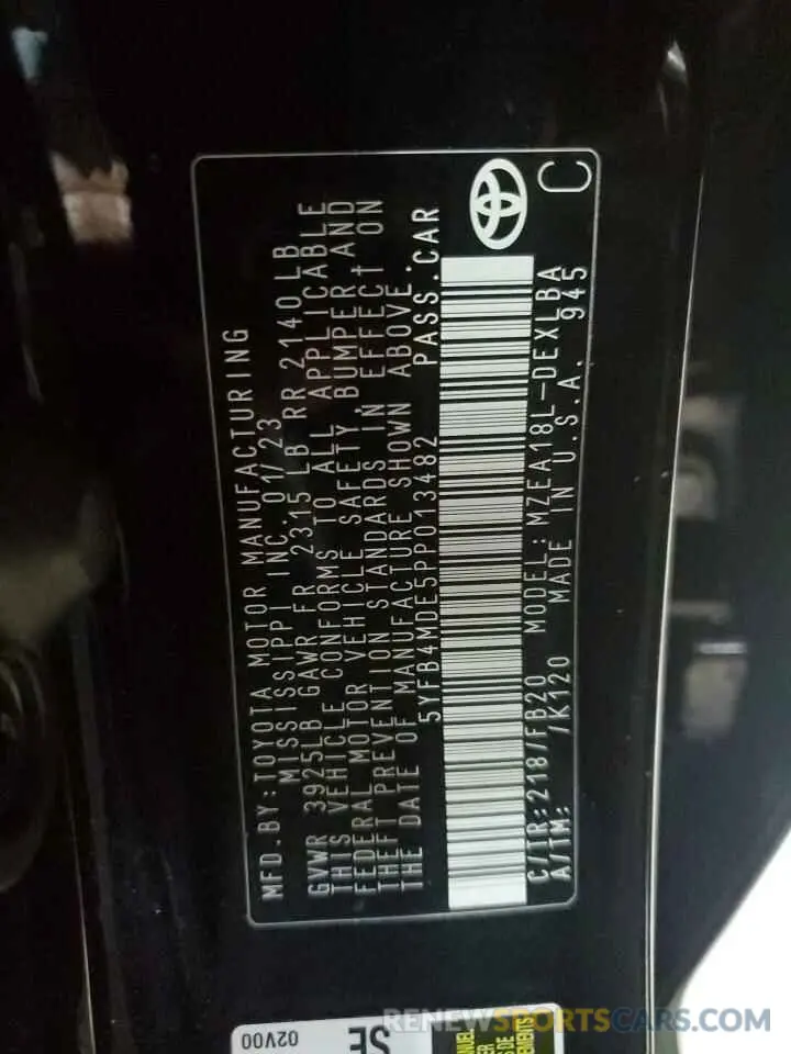 12 Фотография поврежденного автомобиля 5YFB4MDE5PP013482 TOYOTA COROLLA 2023