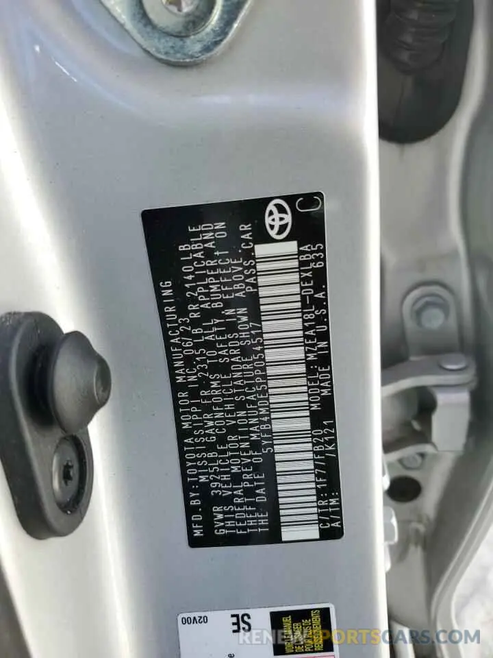 12 Фотография поврежденного автомобиля 5YFB4MDE5PP054517 TOYOTA COROLLA 2023