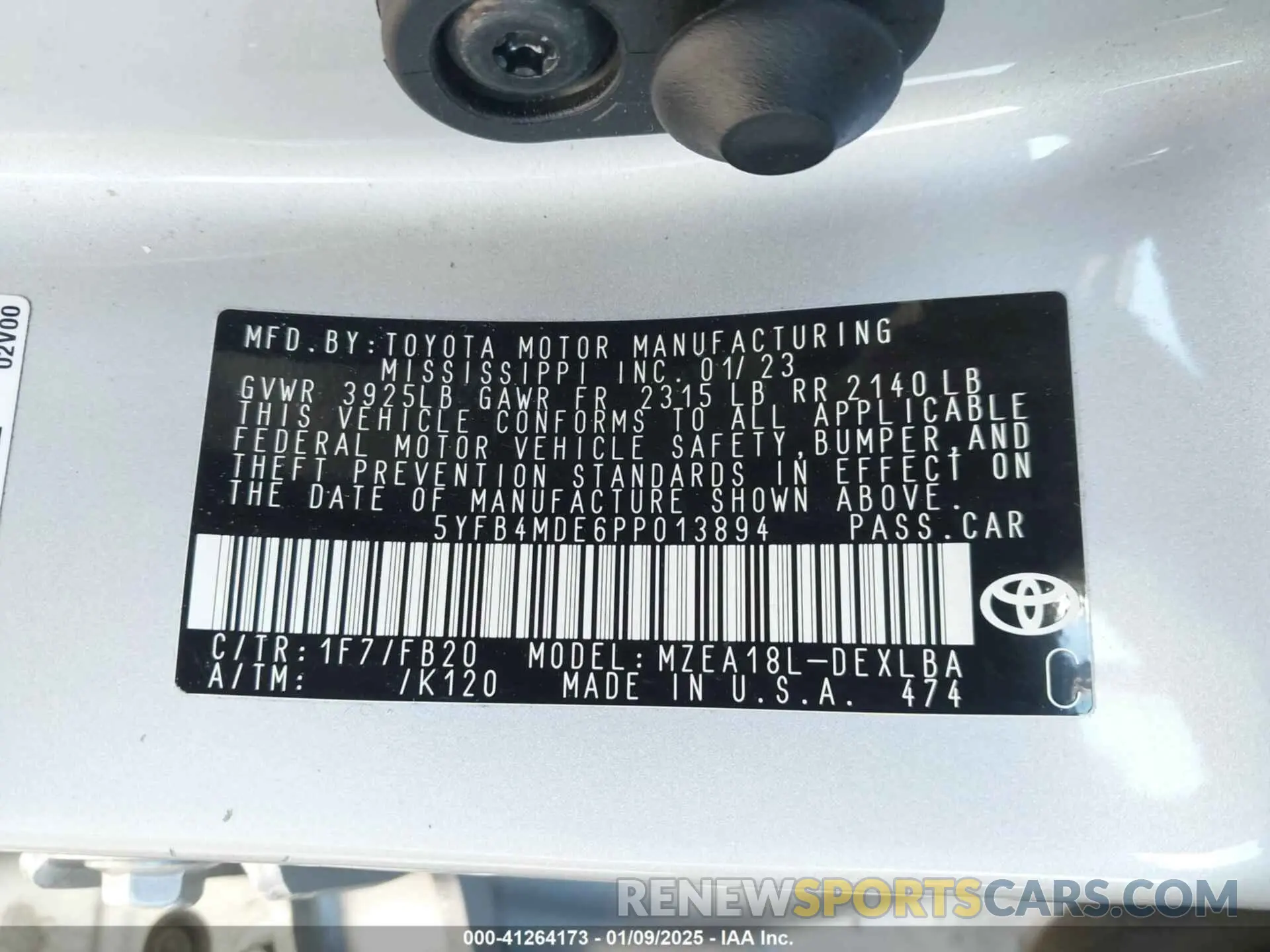 9 Фотография поврежденного автомобиля 5YFB4MDE6PP013894 TOYOTA COROLLA 2023