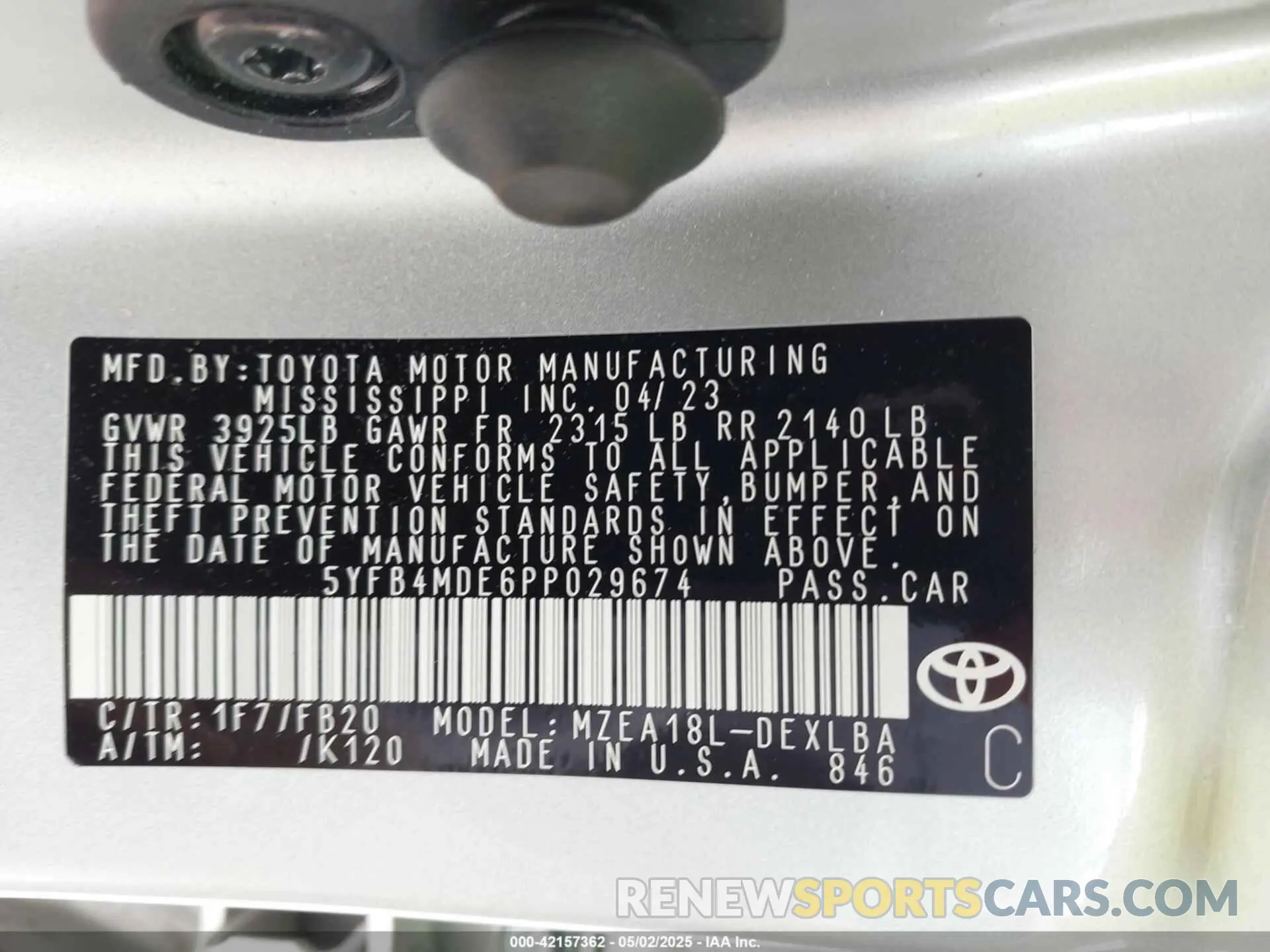 9 Фотография поврежденного автомобиля 5YFB4MDE6PP029674 TOYOTA COROLLA 2023