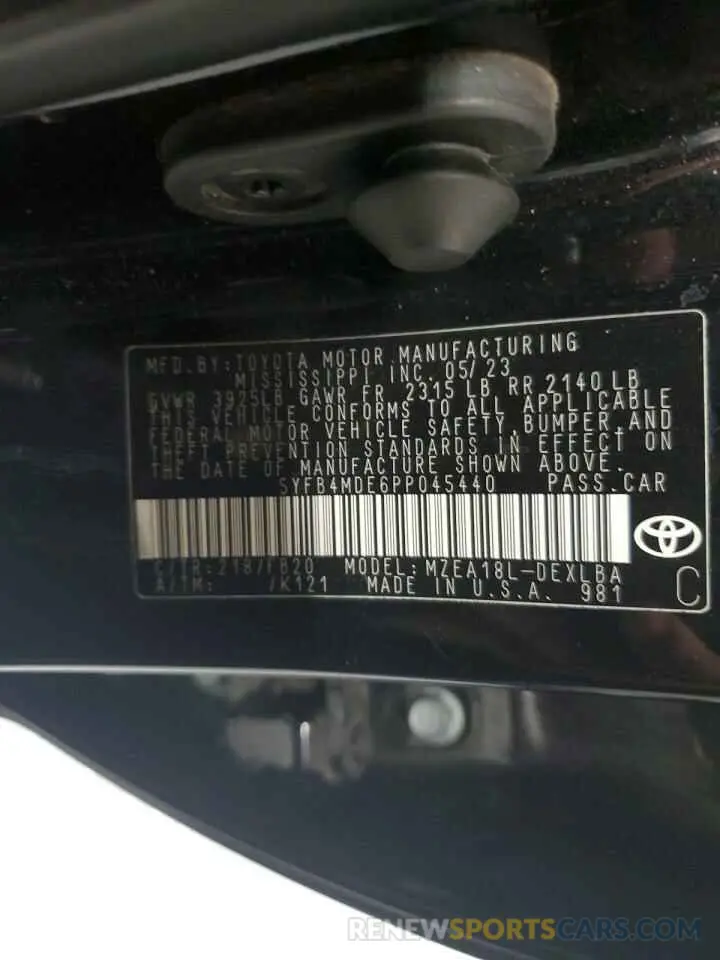 12 Фотография поврежденного автомобиля 5YFB4MDE6PP045440 TOYOTA COROLLA 2023