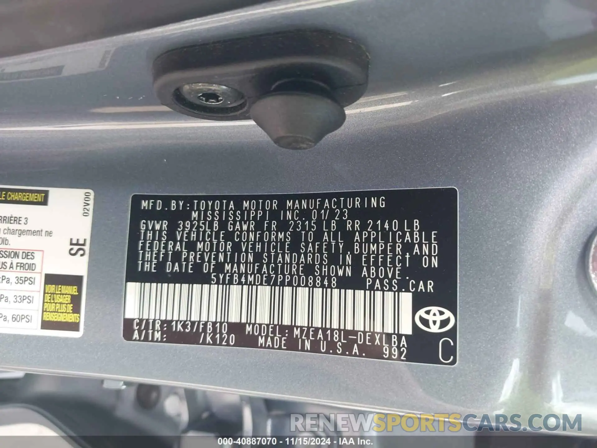 9 Photograph of a damaged car 5YFB4MDE7PP008848 TOYOTA COROLLA 2023