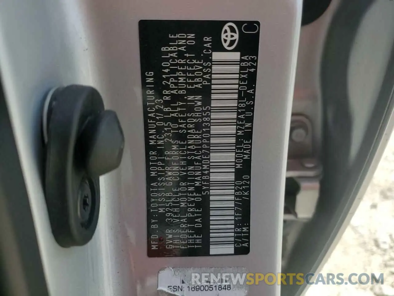12 Фотография поврежденного автомобиля 5YFB4MDE7PP013855 TOYOTA COROLLA 2023