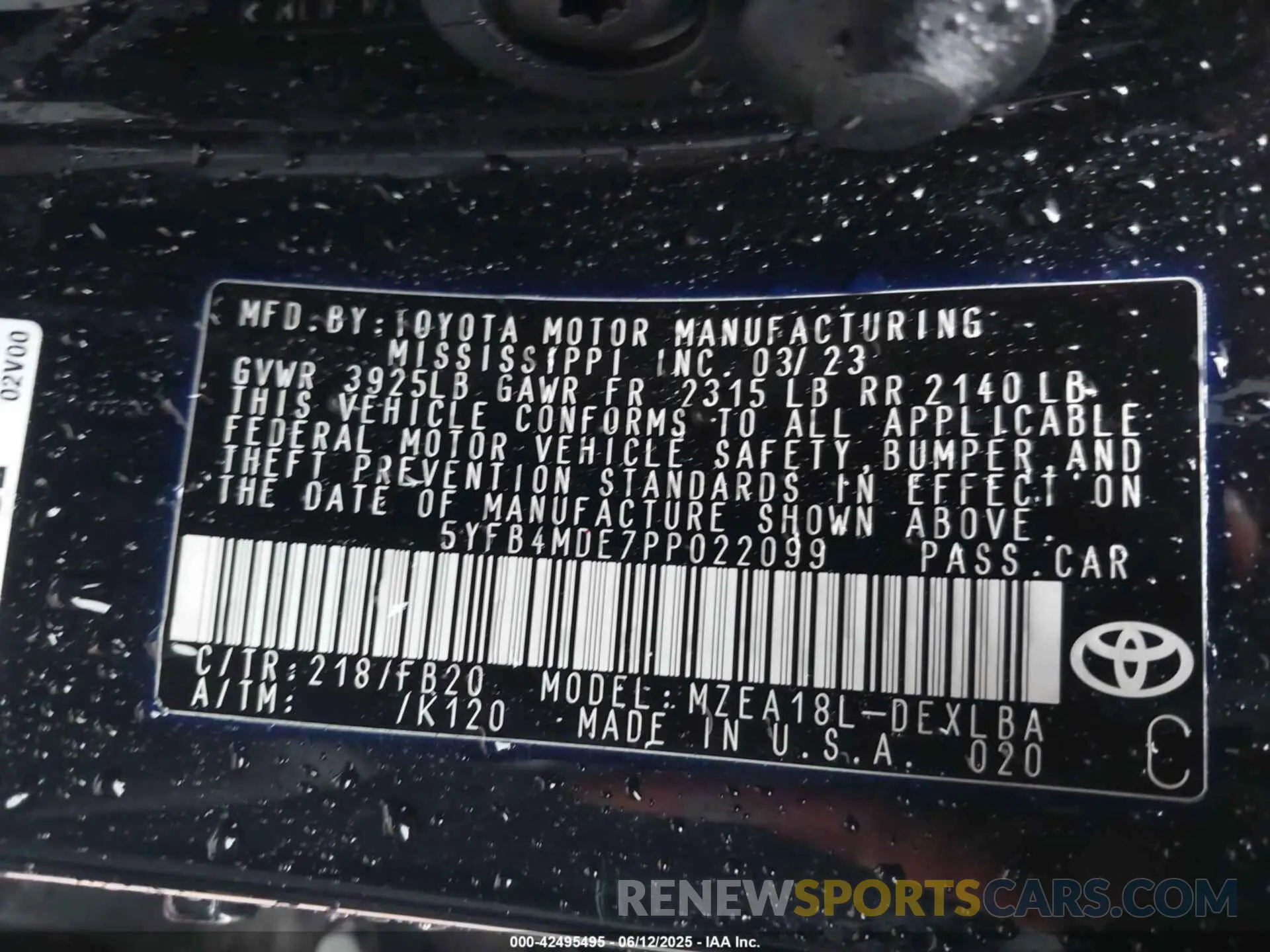 9 Фотография поврежденного автомобиля 5YFB4MDE7PP022099 TOYOTA COROLLA 2023