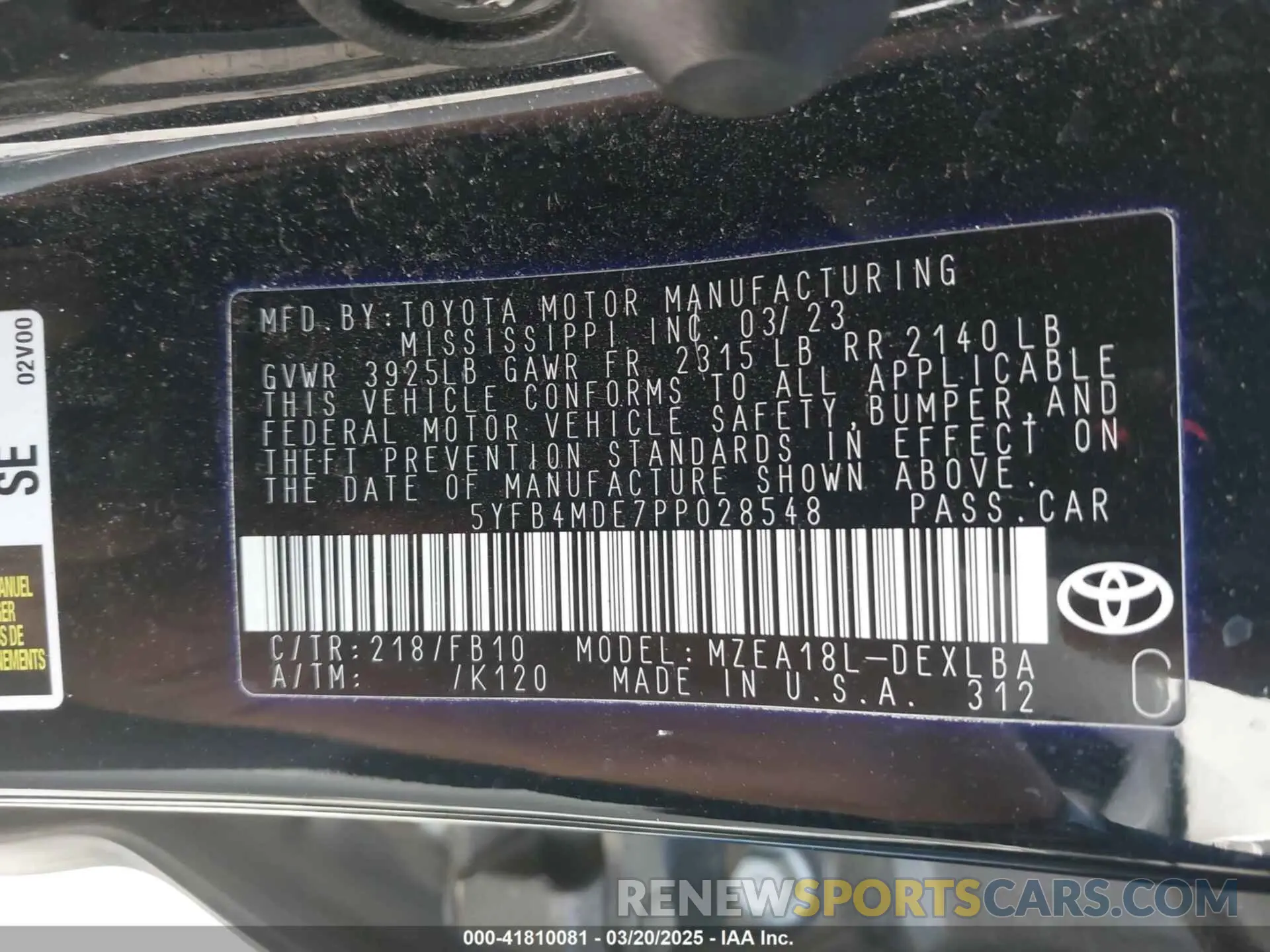 9 Фотография поврежденного автомобиля 5YFB4MDE7PP028548 TOYOTA COROLLA 2023