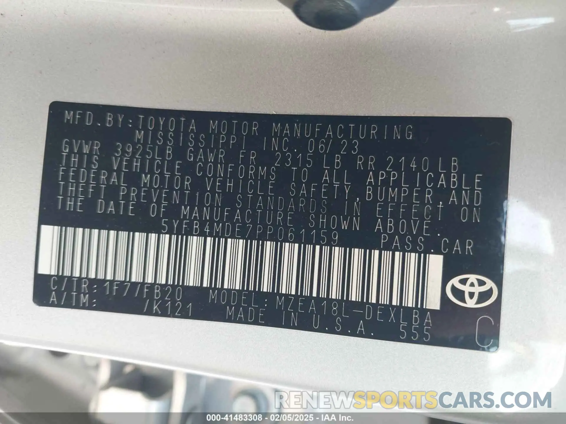 9 Photograph of a damaged car 5YFB4MDE7PP061159 TOYOTA COROLLA 2023